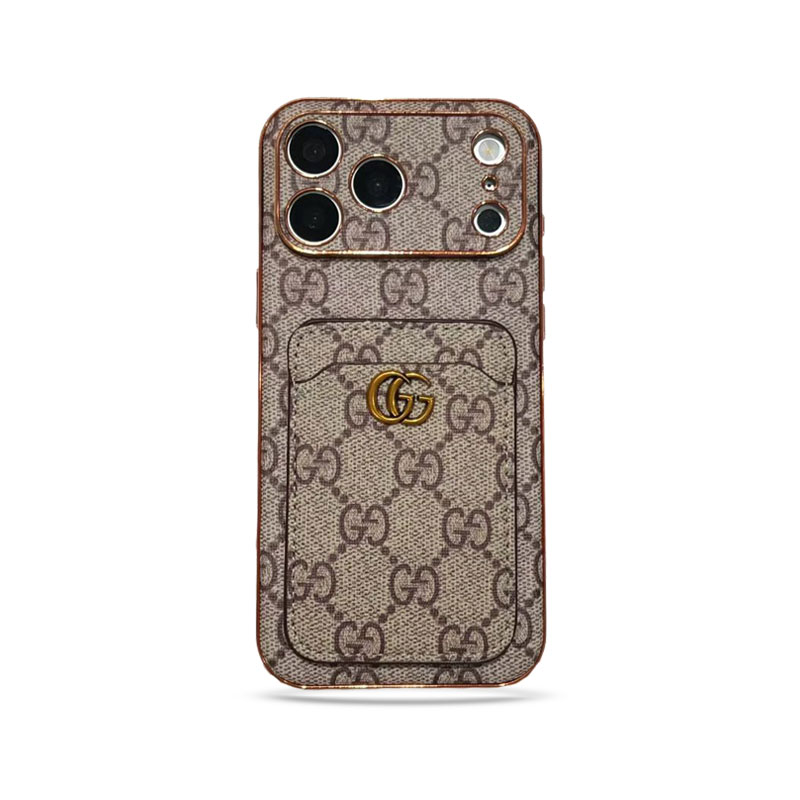 Luxury Leather GG iPhone Case With Card Holder For iPhone 17 Series-GEGG235