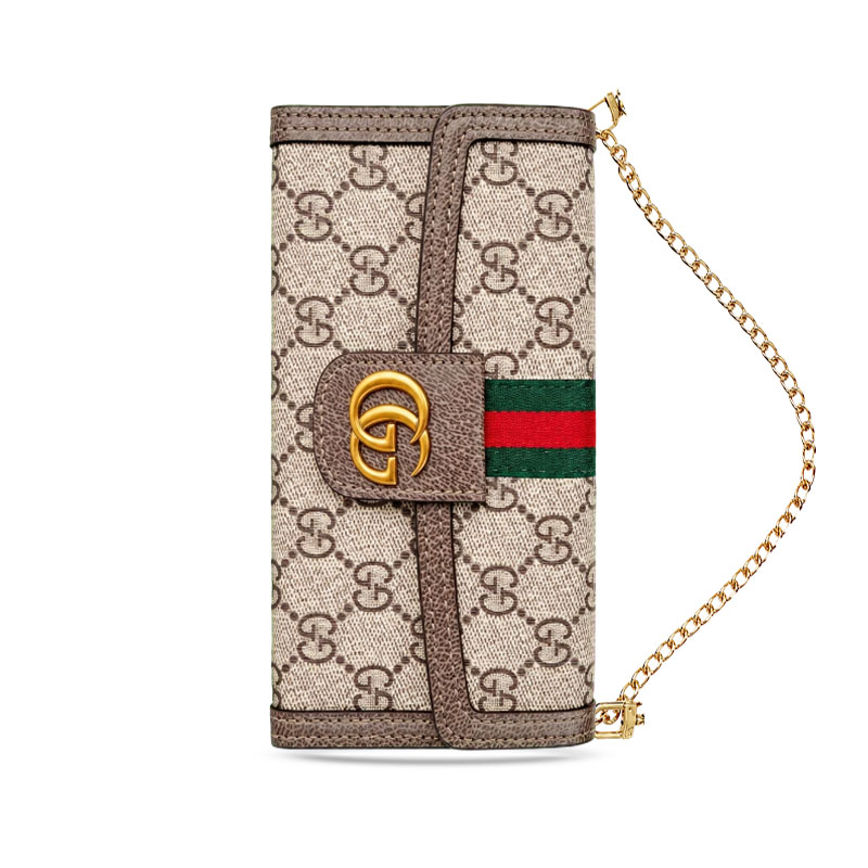 Classic Leather GG iPhone Case With Flip Wallet And Crossbody Strap-GEGG217