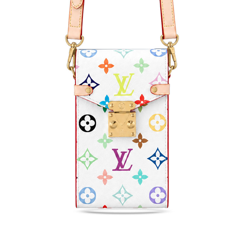 Classic Leather Monogram Crossbody Phone Bag-GELV253