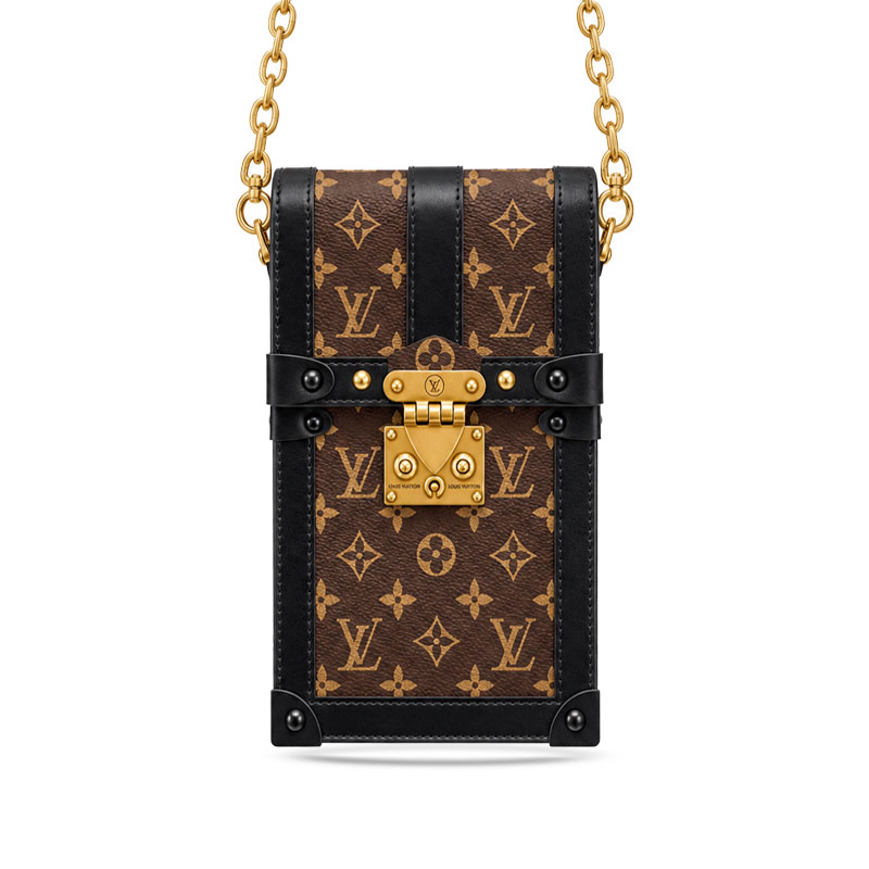 Luxury Monogram Phone Bag with Gold Chain Strap-GELV255