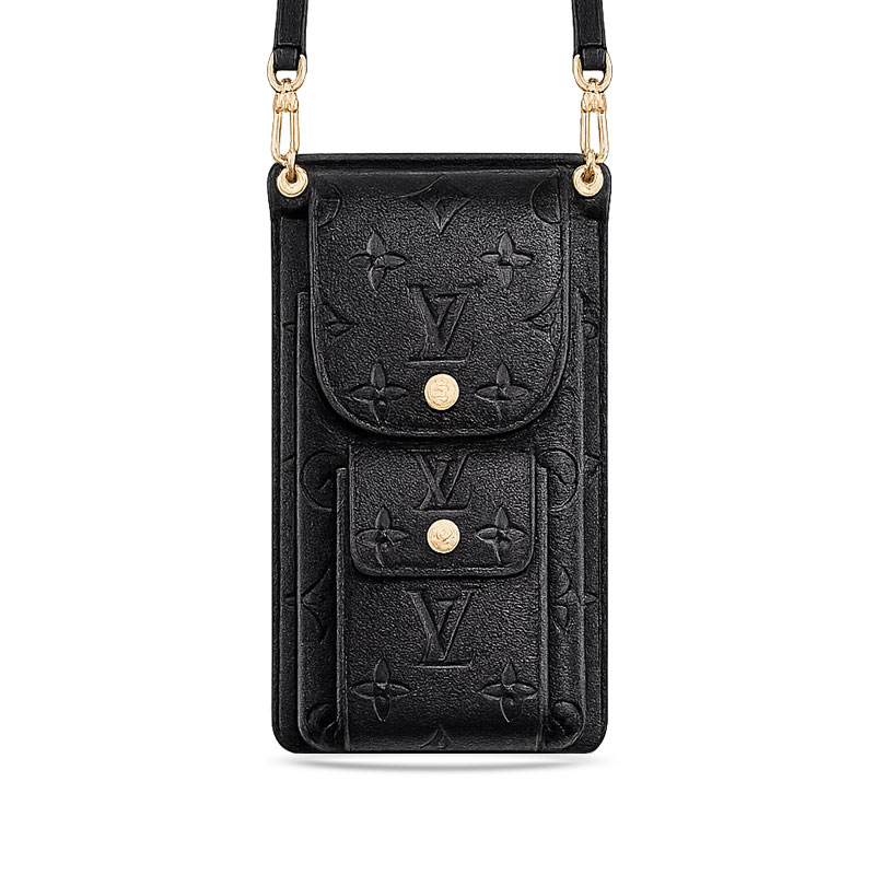 Premium  Leather Monogram Crossbody Phone Bag-GELV184