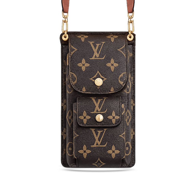 LV iPhone Case for iPhone 17 / 16 / 15 Pro Max – Flip Wallet Case with Strap