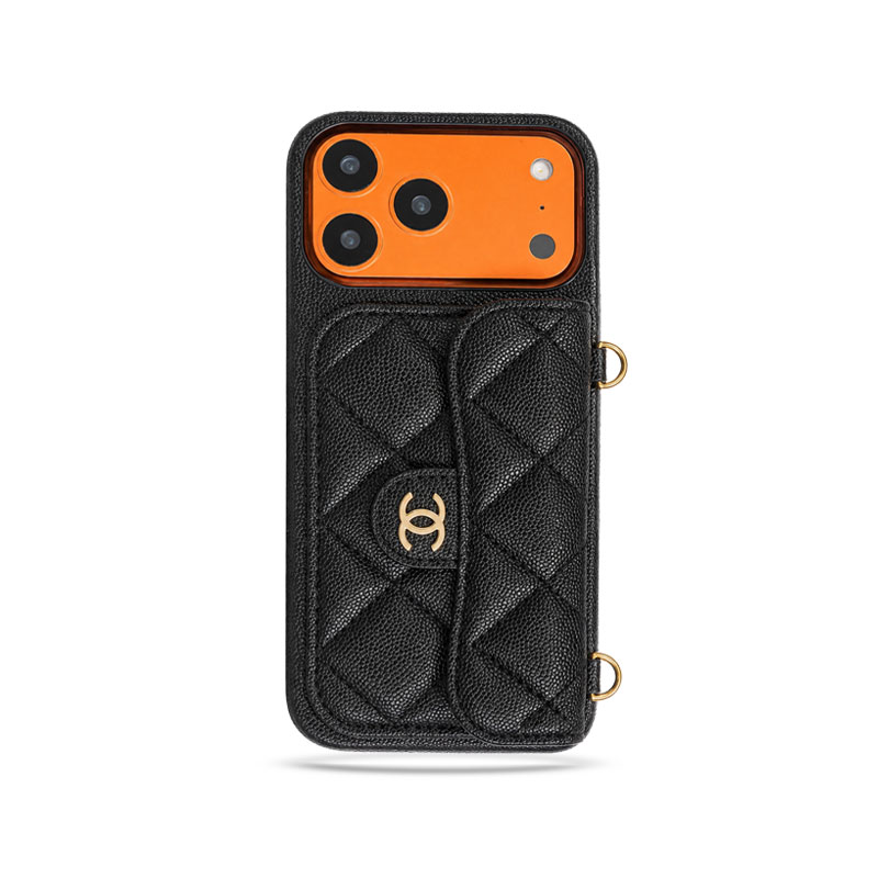 Elegant  Leather  CC iPhone Case  With Wallet And Crossbody Strap-GECC189