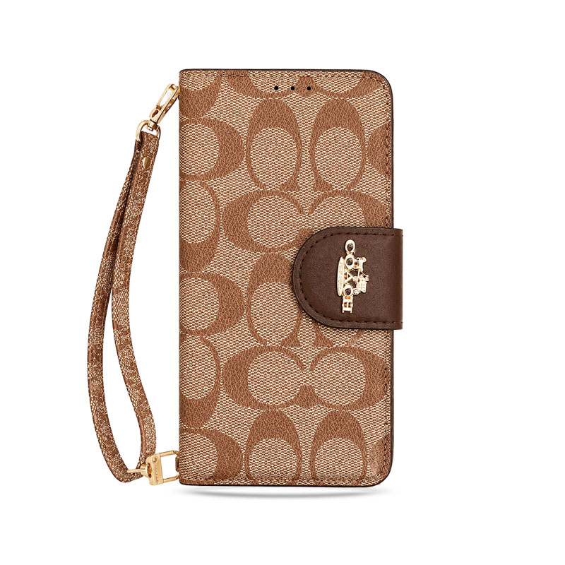 LV iPhone Case for iPhone 17 / 16 / 15 Pro Max – Flip Wallet Case with Strap