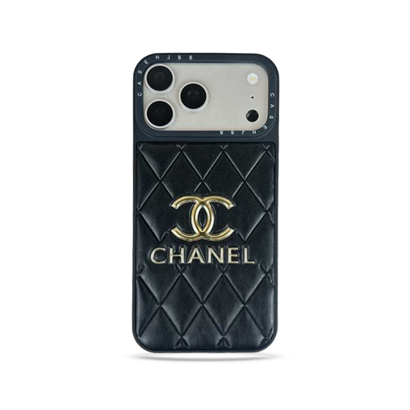 Luxury Leather CC iPhone Case For iPhone 17 Series Black-YHK251746