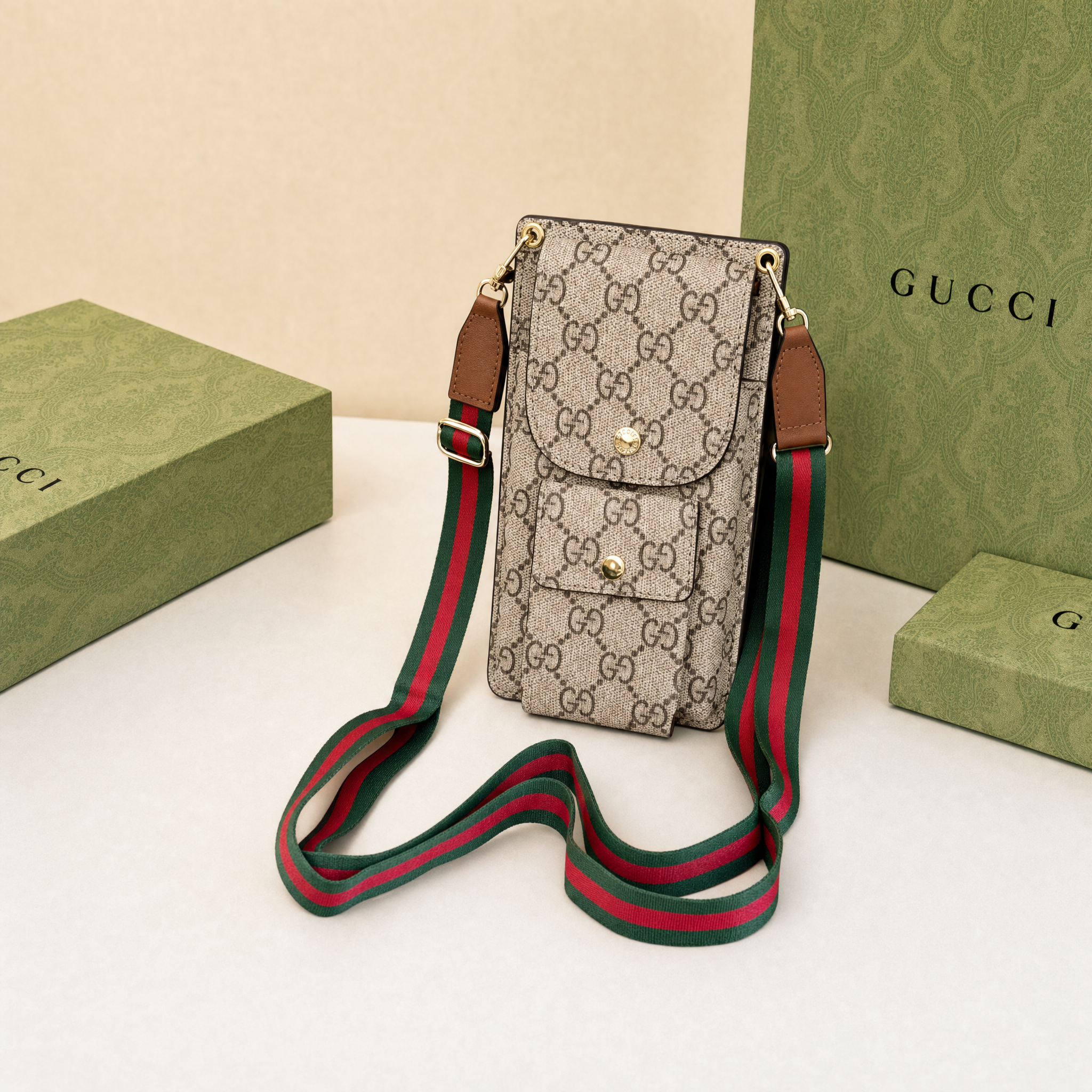 Luxury Leather GG Crossbody Phone Bag-GEGG229