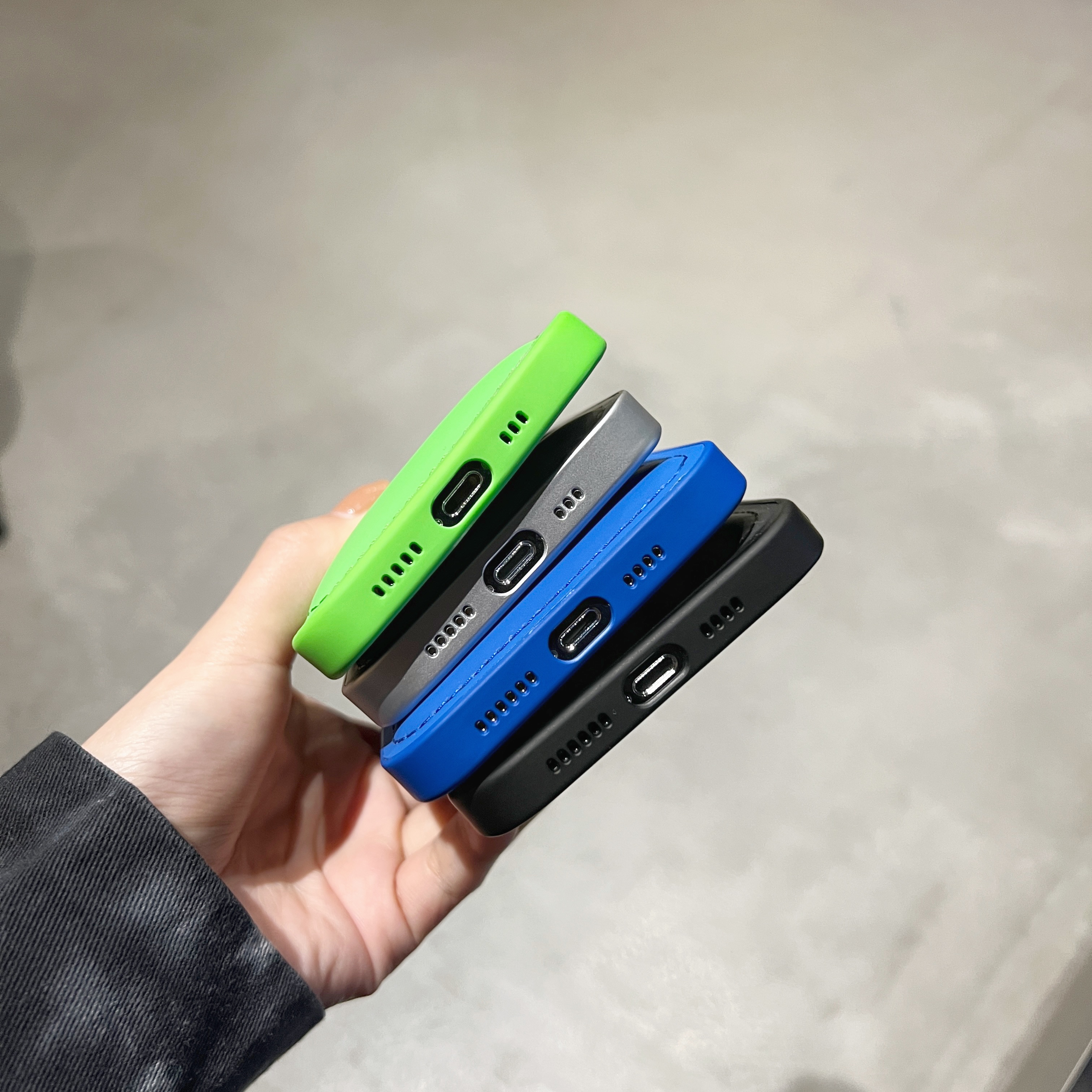 Leather Puffer Phone Case For iPhone Blue-YHK251709