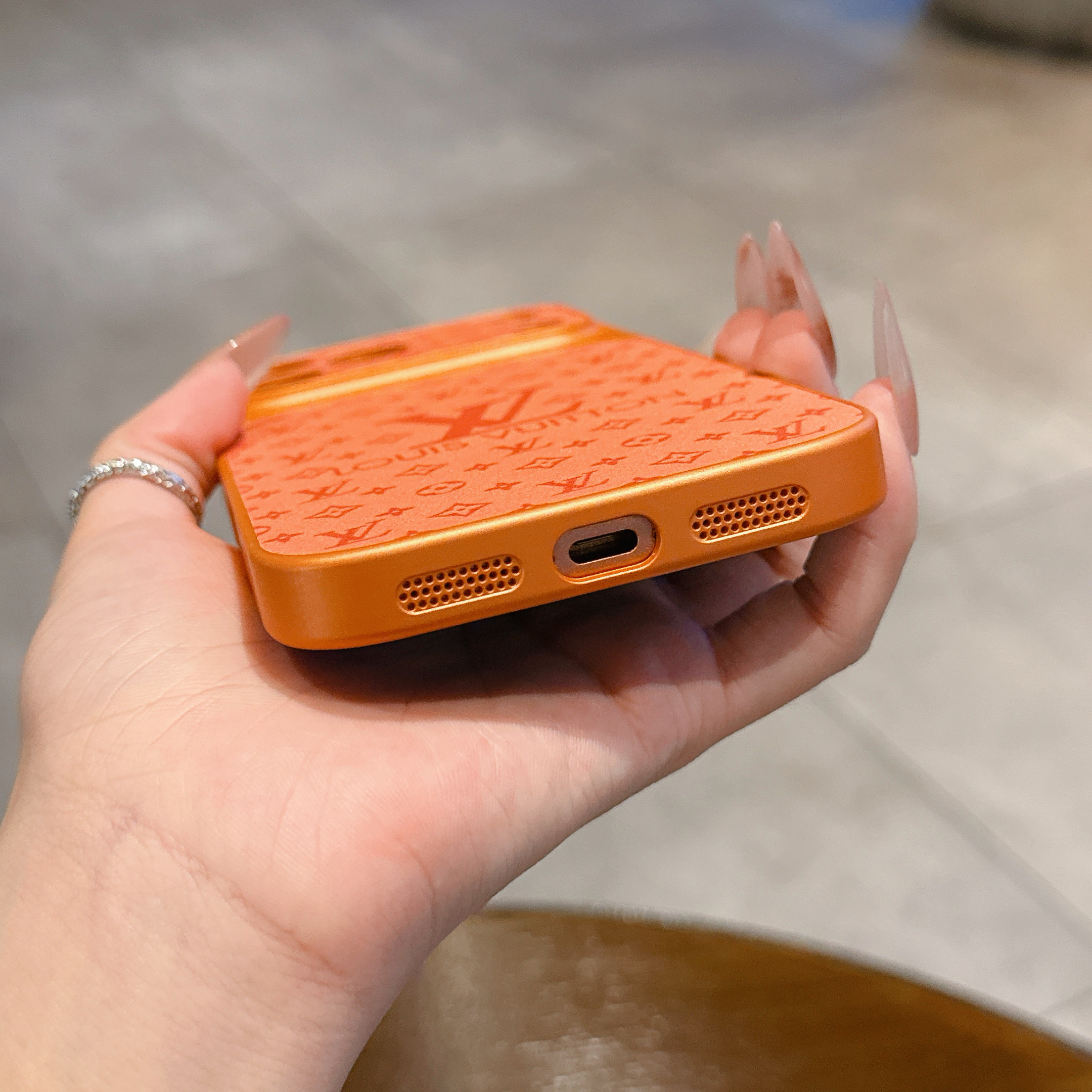 Luxury Monogram iPhone case orange– GFLV001