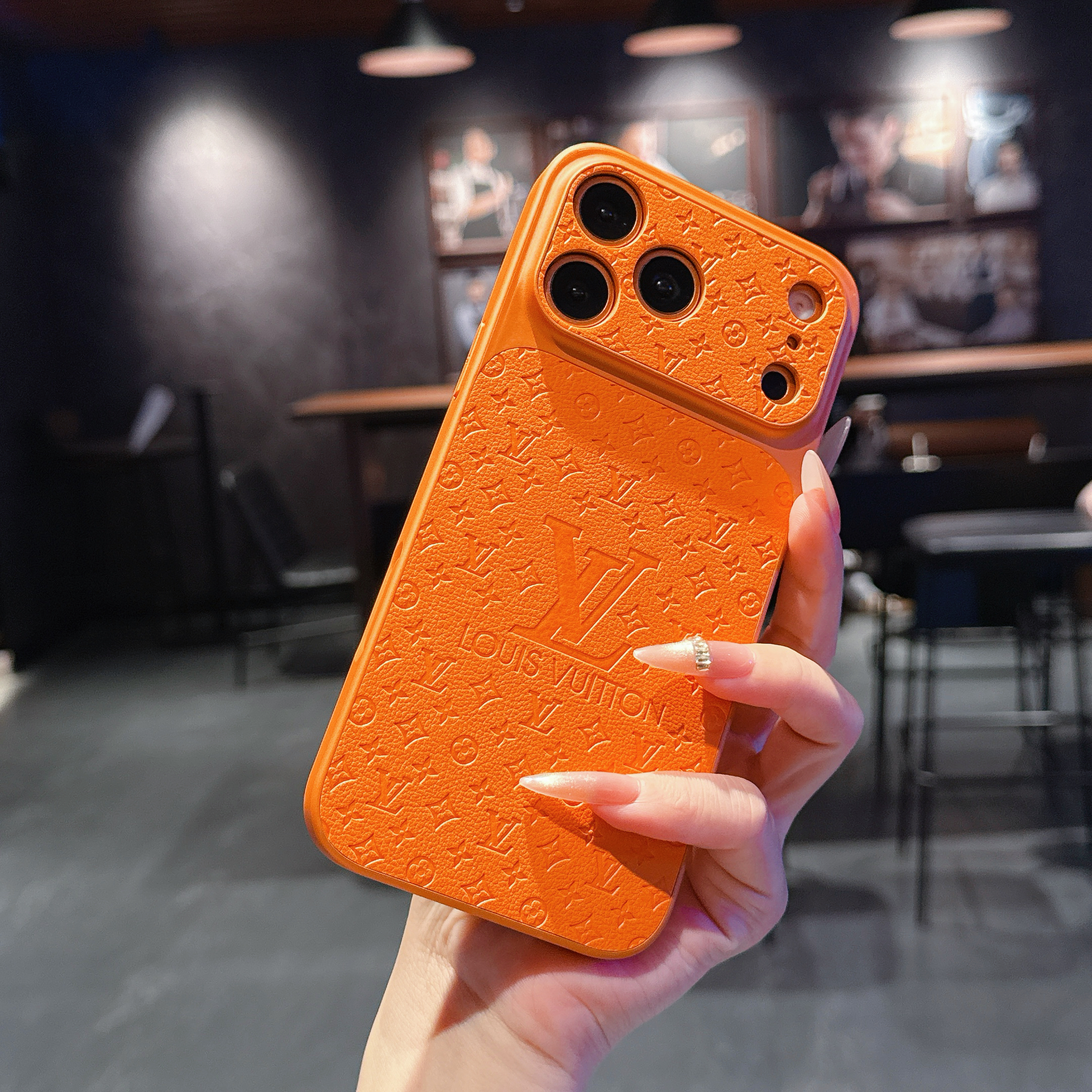 Elegant Monogram iPhone case orange– GFLV004