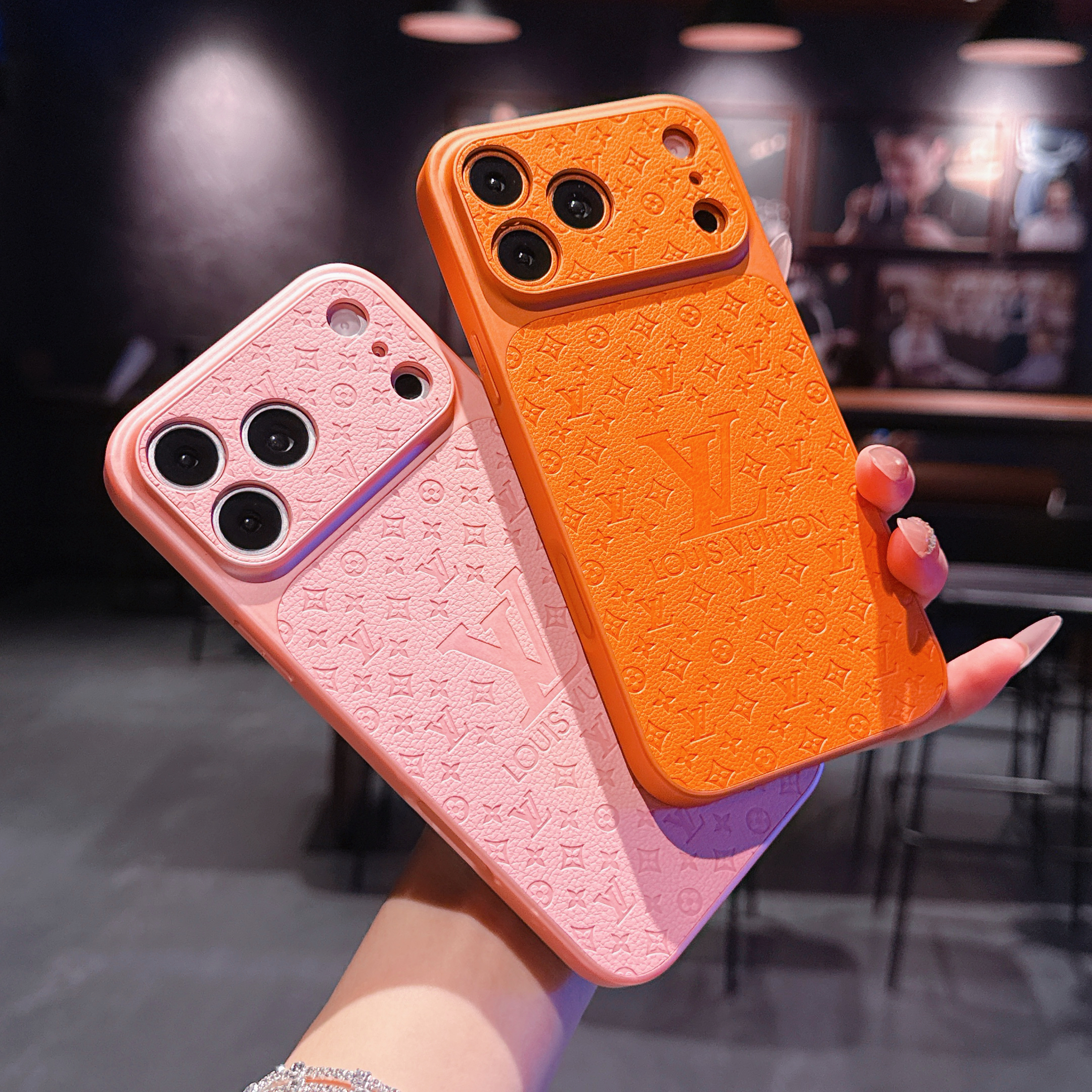 Elegant Monogram iPhone case orange– GFLV004