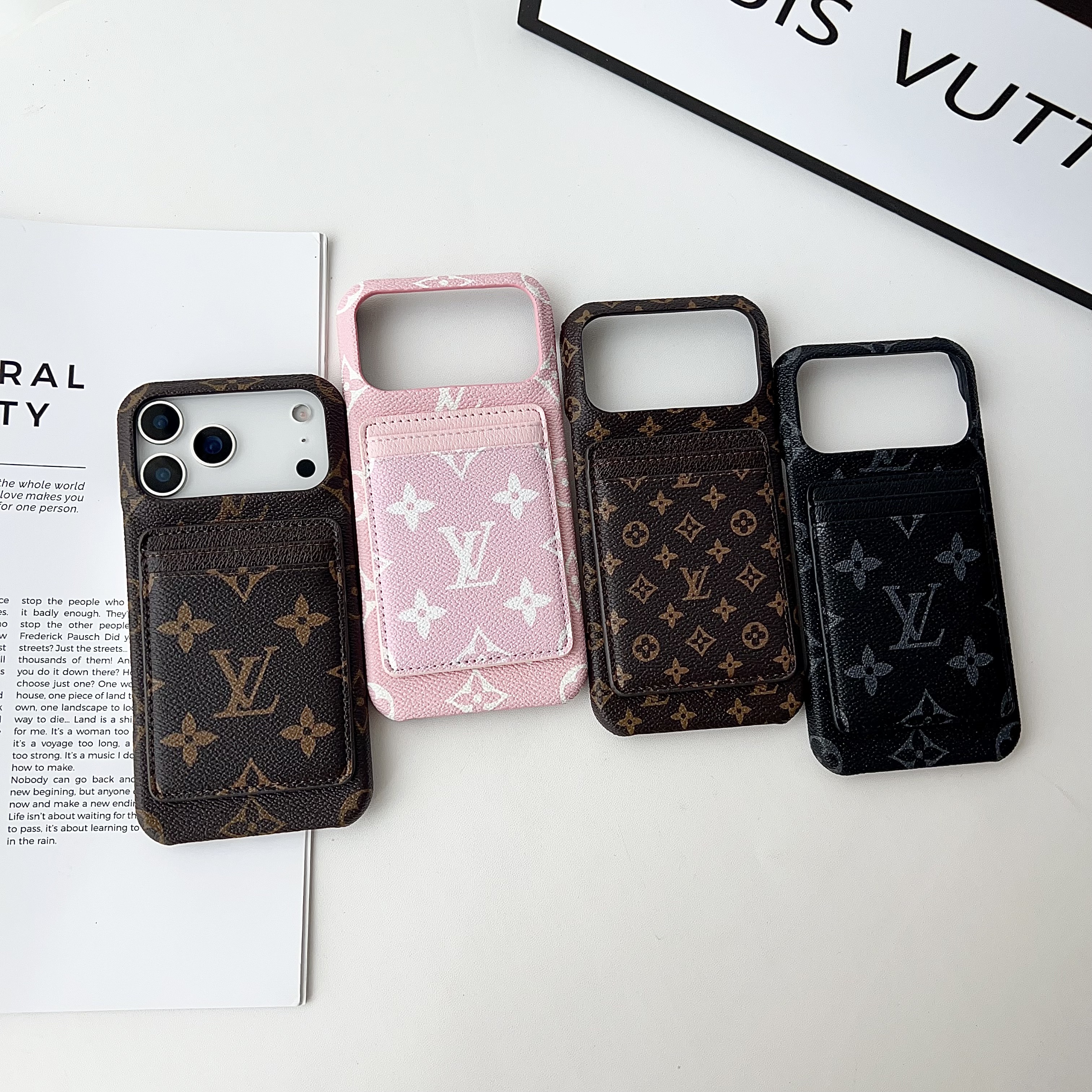 High-quality Monogram iPhone Case With Card Holder For iPhone 17 Series-GELV156