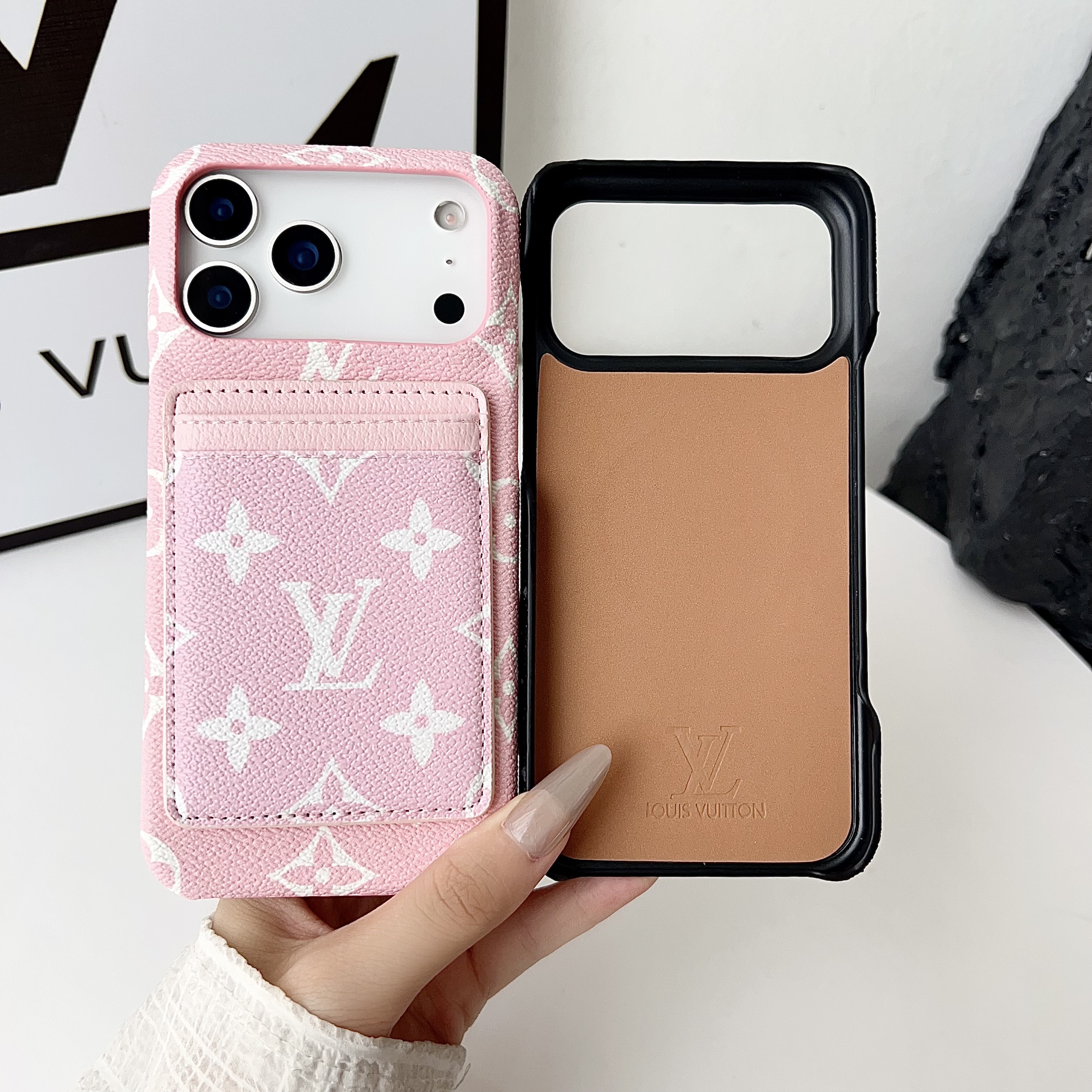 High-quality Monogram iPhone Case With Card Holder For iPhone 17 Series-GELV156