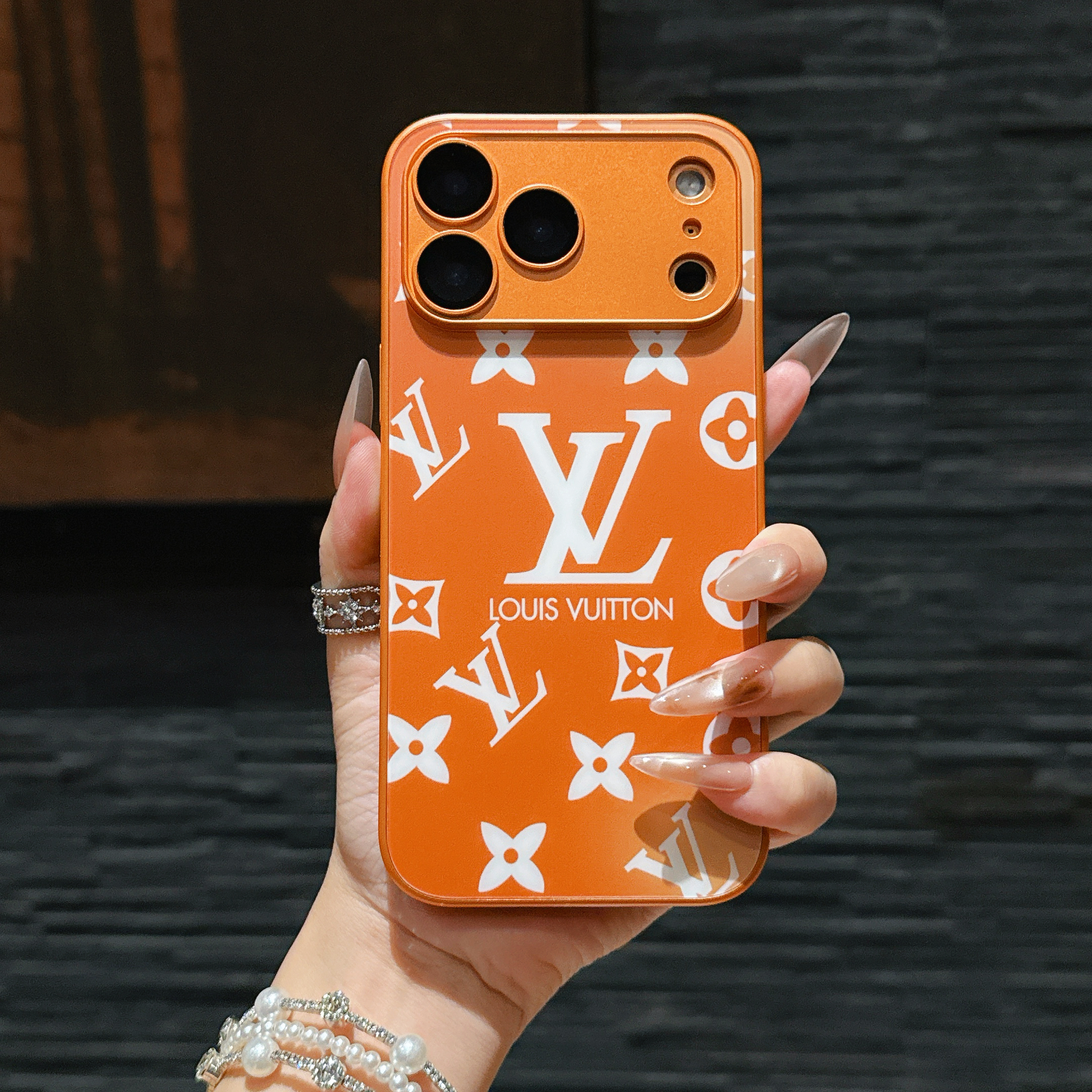 Luxury Monogram iPhone Case Orange For iPhone 17/16/15/14/13-VEMO019