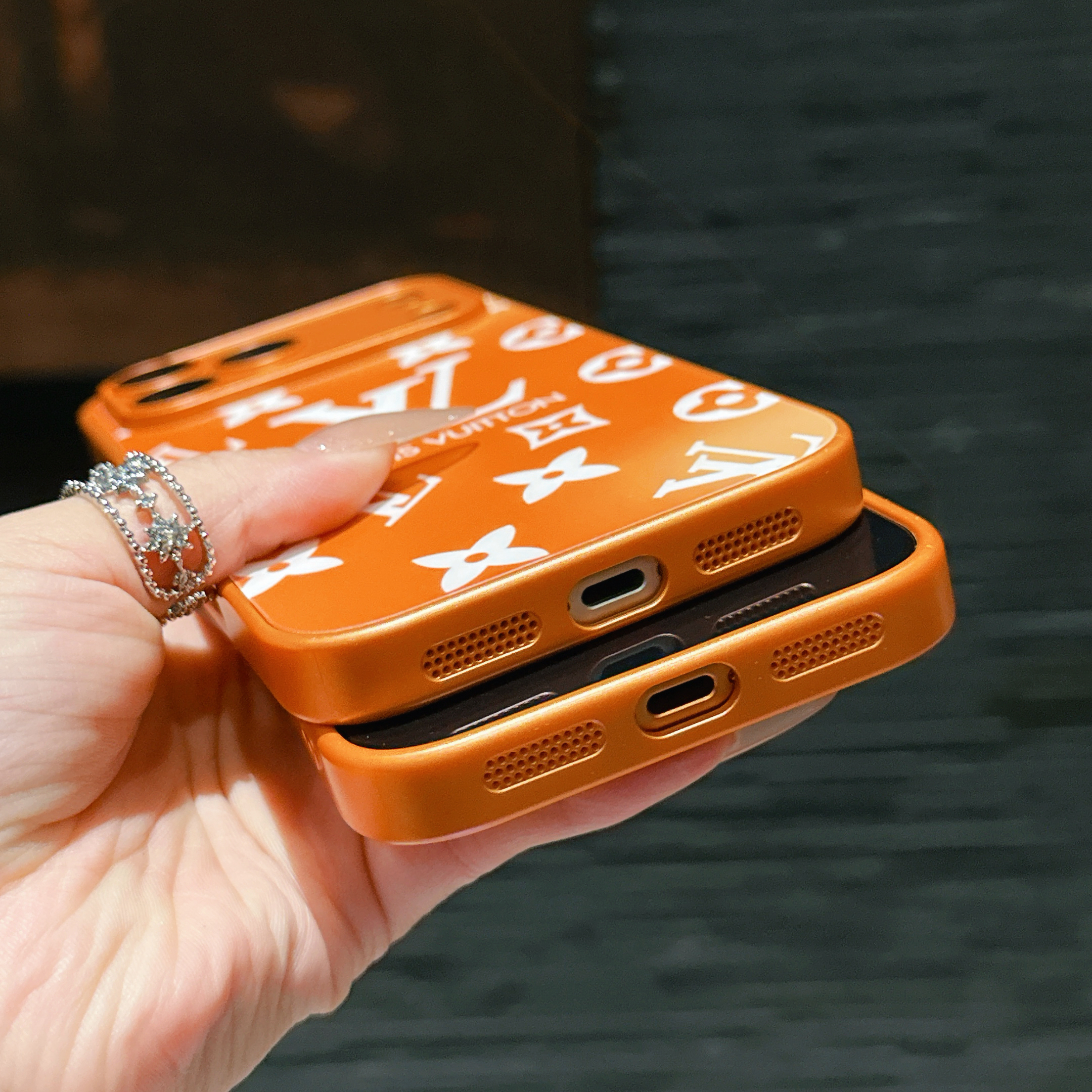 Luxury Monogram iPhone Case Orange For iPhone 17/16/15/14/13-VEMO019