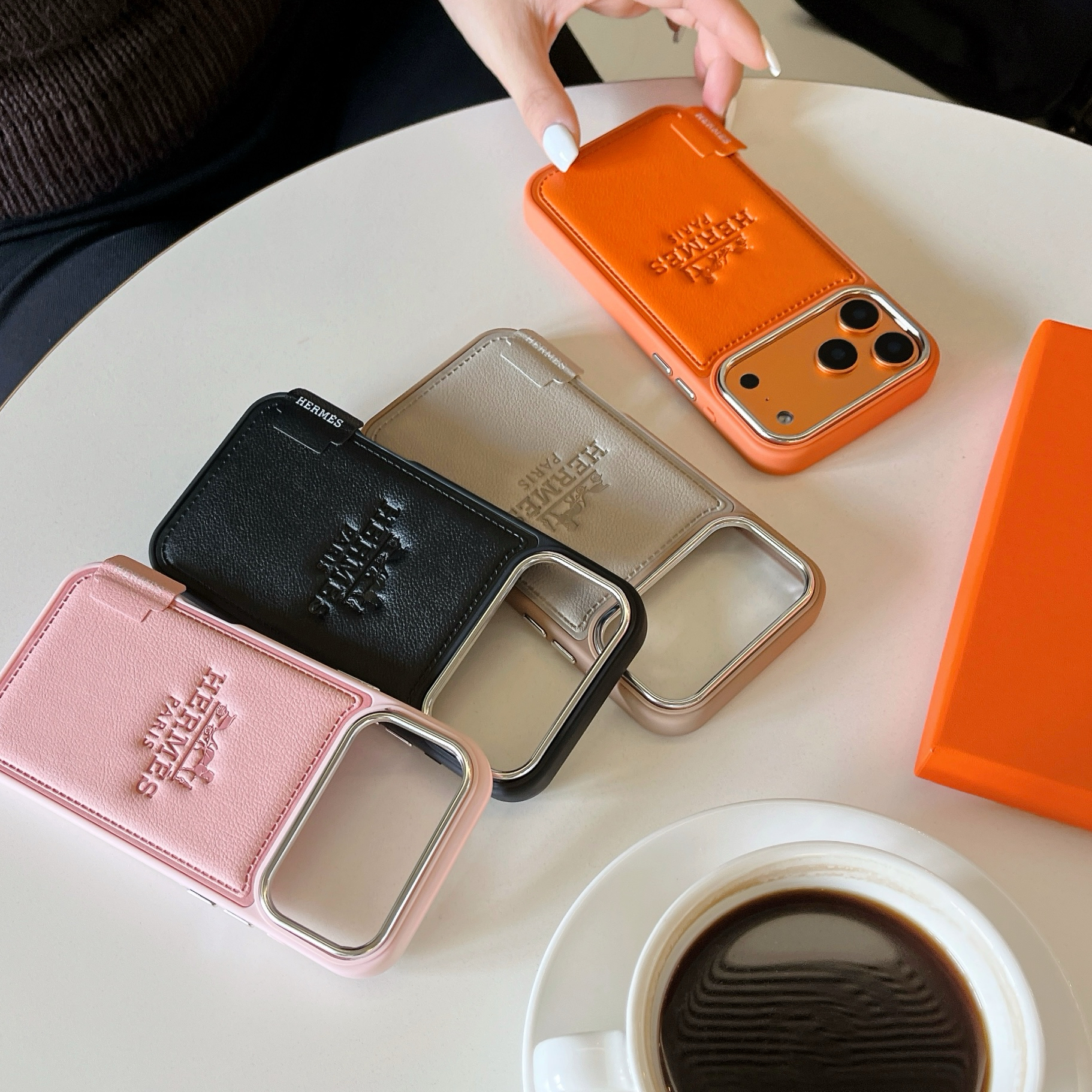 Leather H iPhone Case Orange For iPhone 17/16/15/14-VEH032