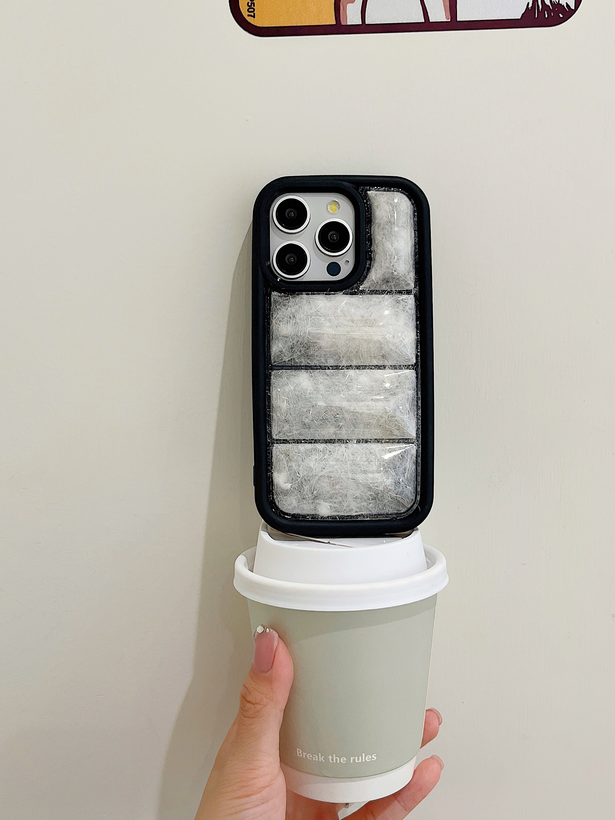 Stuffed Down Puffer Phone Case For iPhone Black-TCK251605