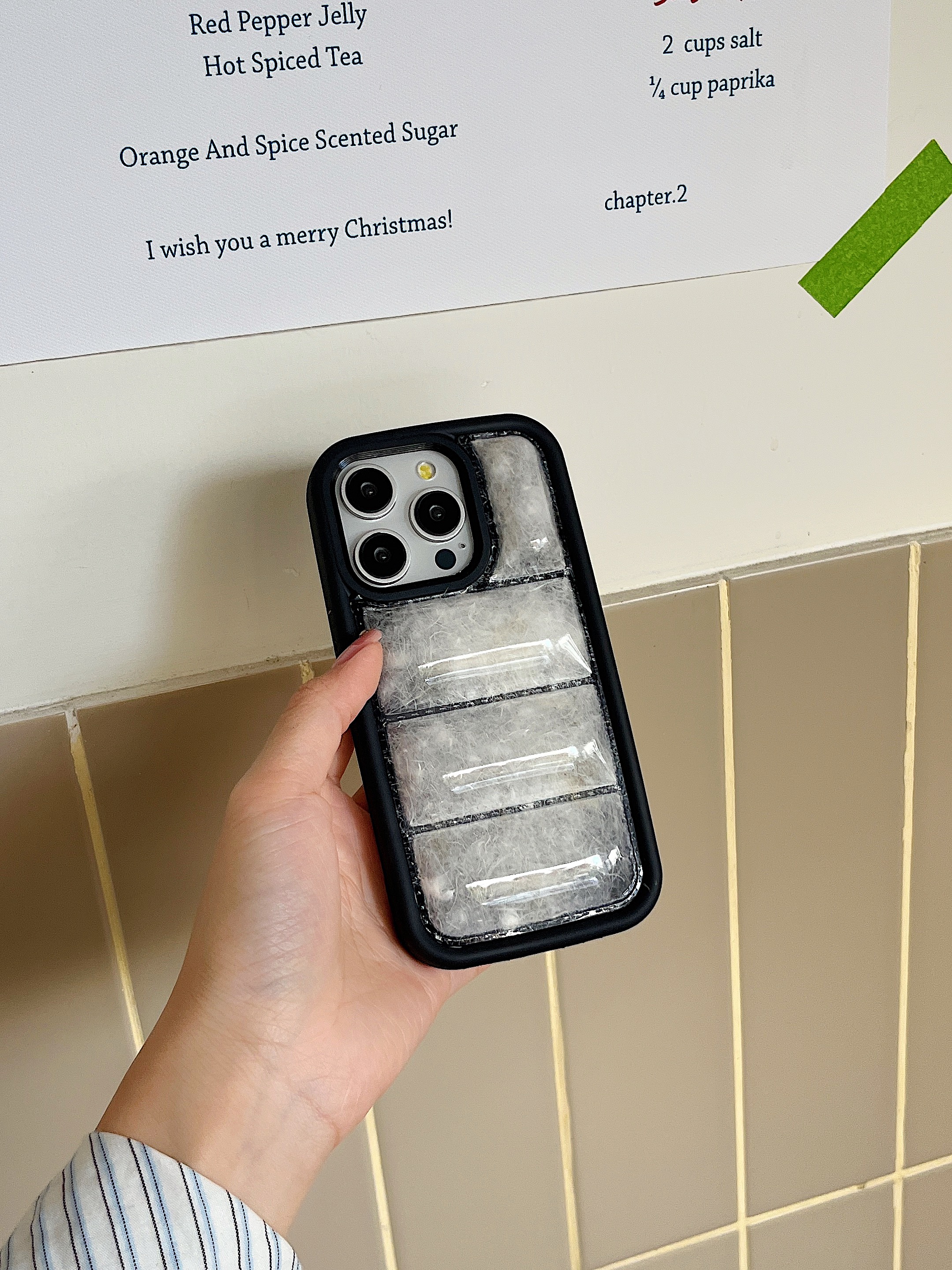 Stuffed Down Puffer Phone Case For iPhone Black-TCK251605