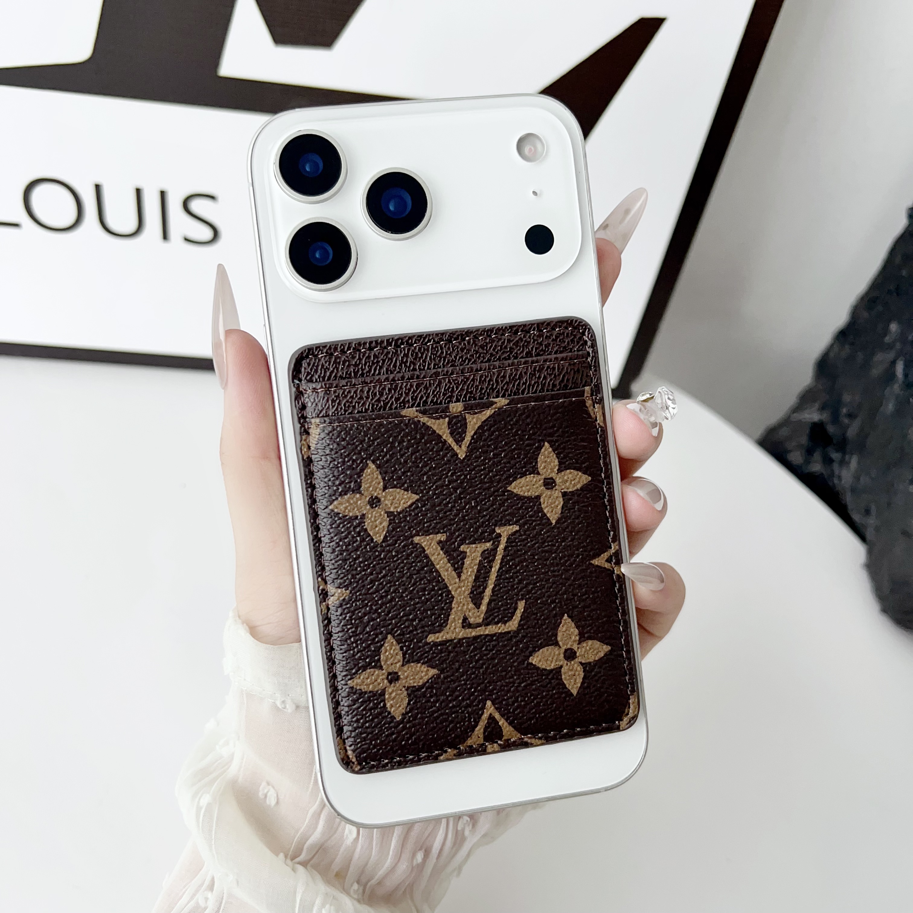 High-quality Monogram iPhone Case With Card Holder For iPhone 17 Series-GELV156