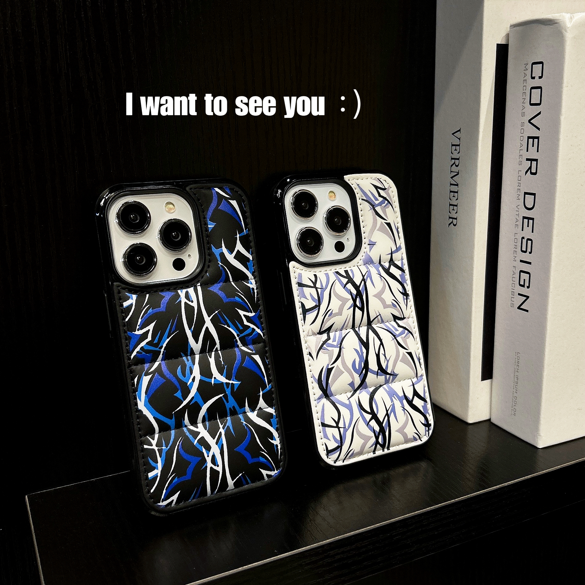 Thorny Diagram Puffer Phone Case For iPhone Blue-JJT251805