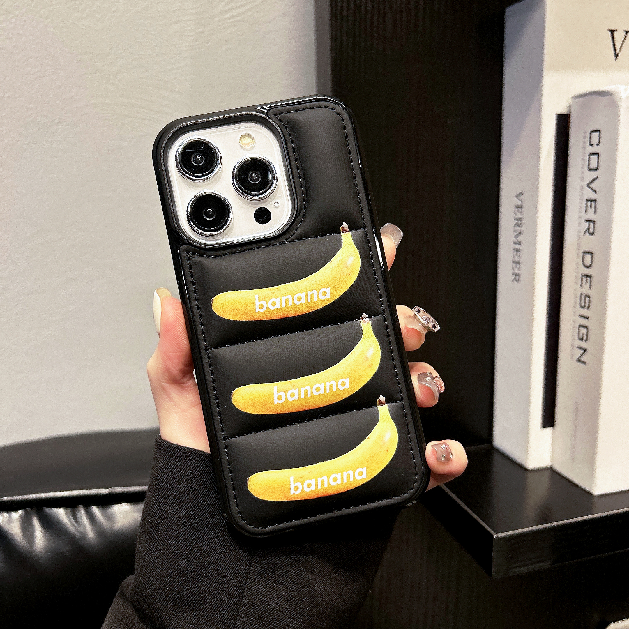 Banana Puffer Phone Case For iPhone Black-XJT251512