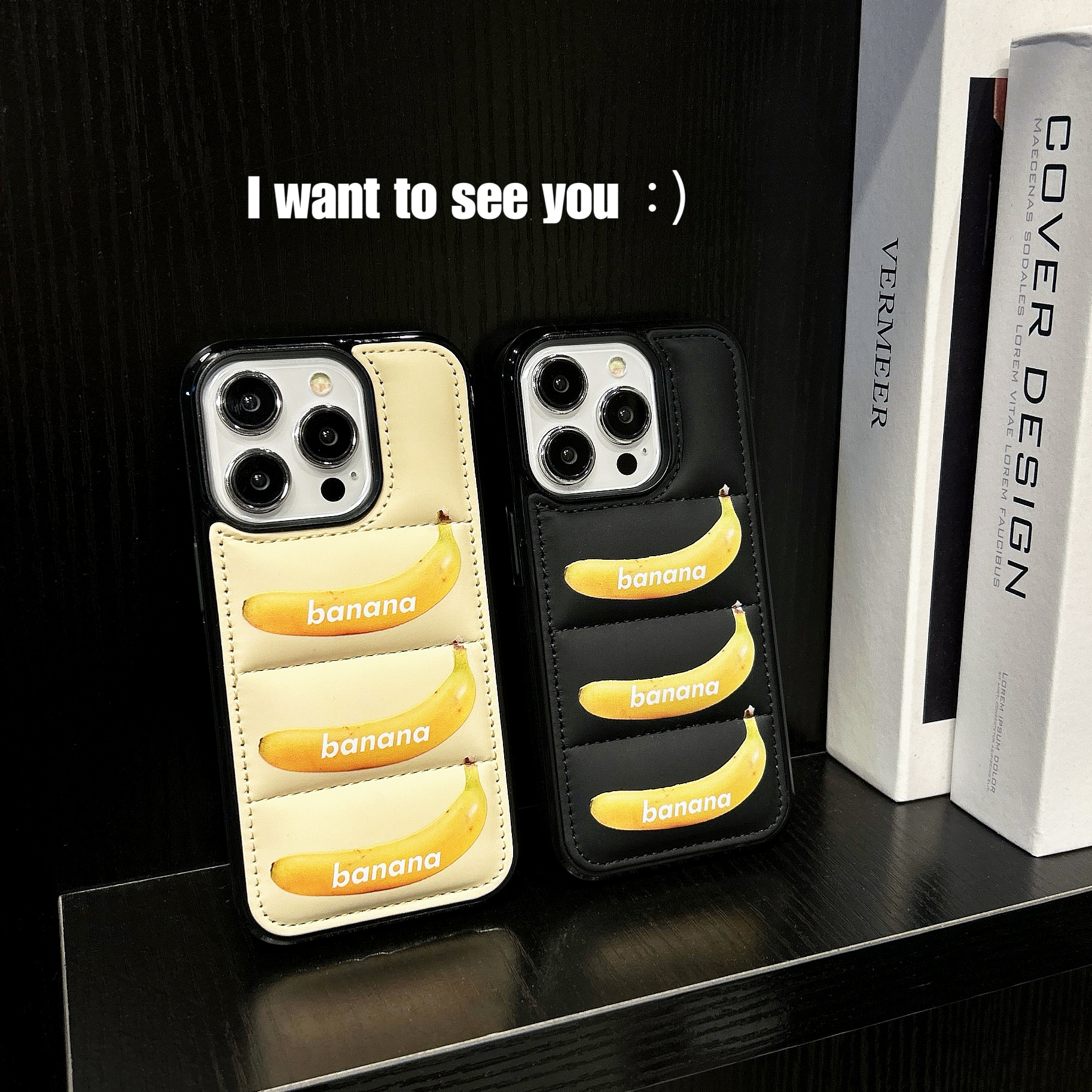 Banana Puffer Phone Case For iPhone Black-XJT251512