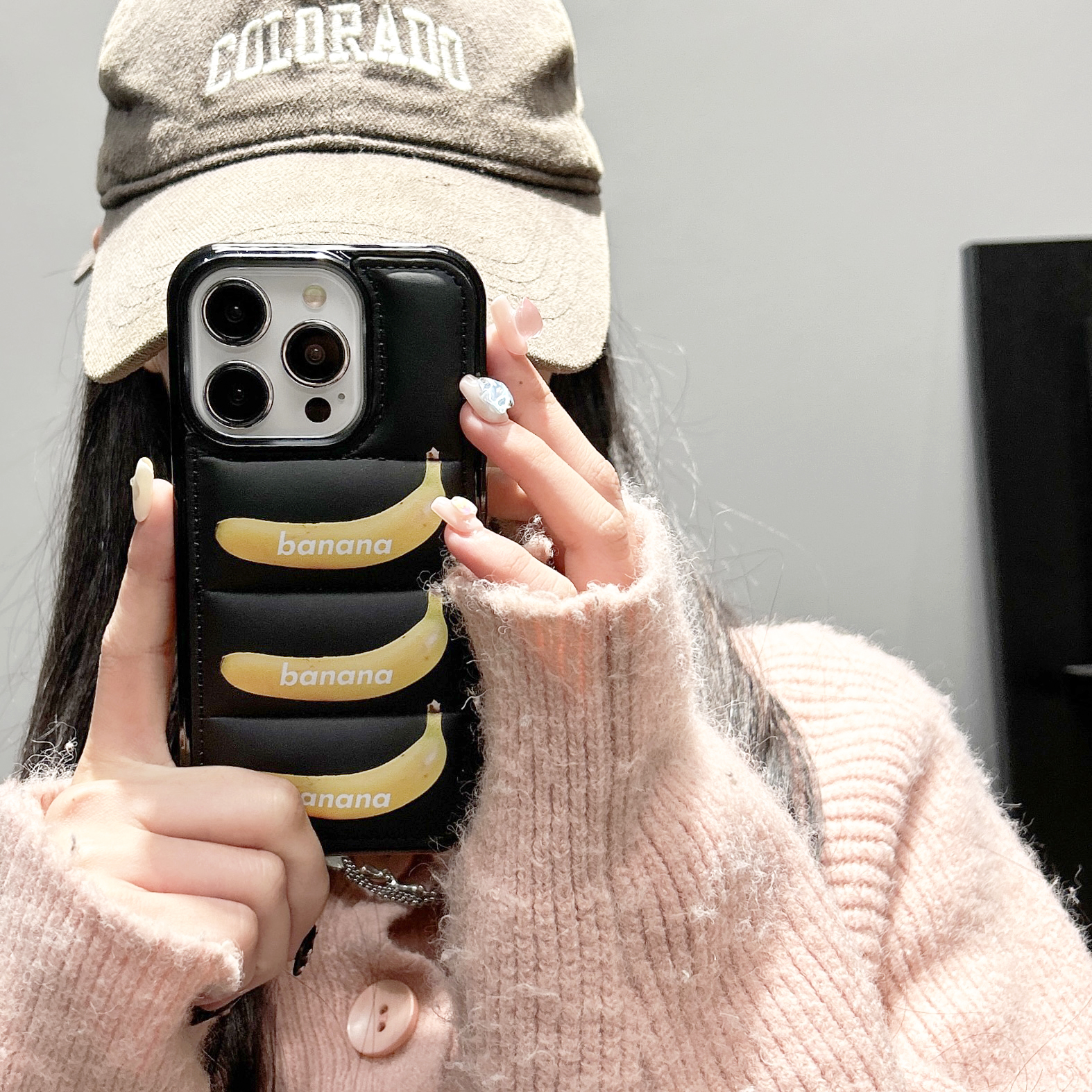 Banana Puffer Phone Case For iPhone Black-XJT251512