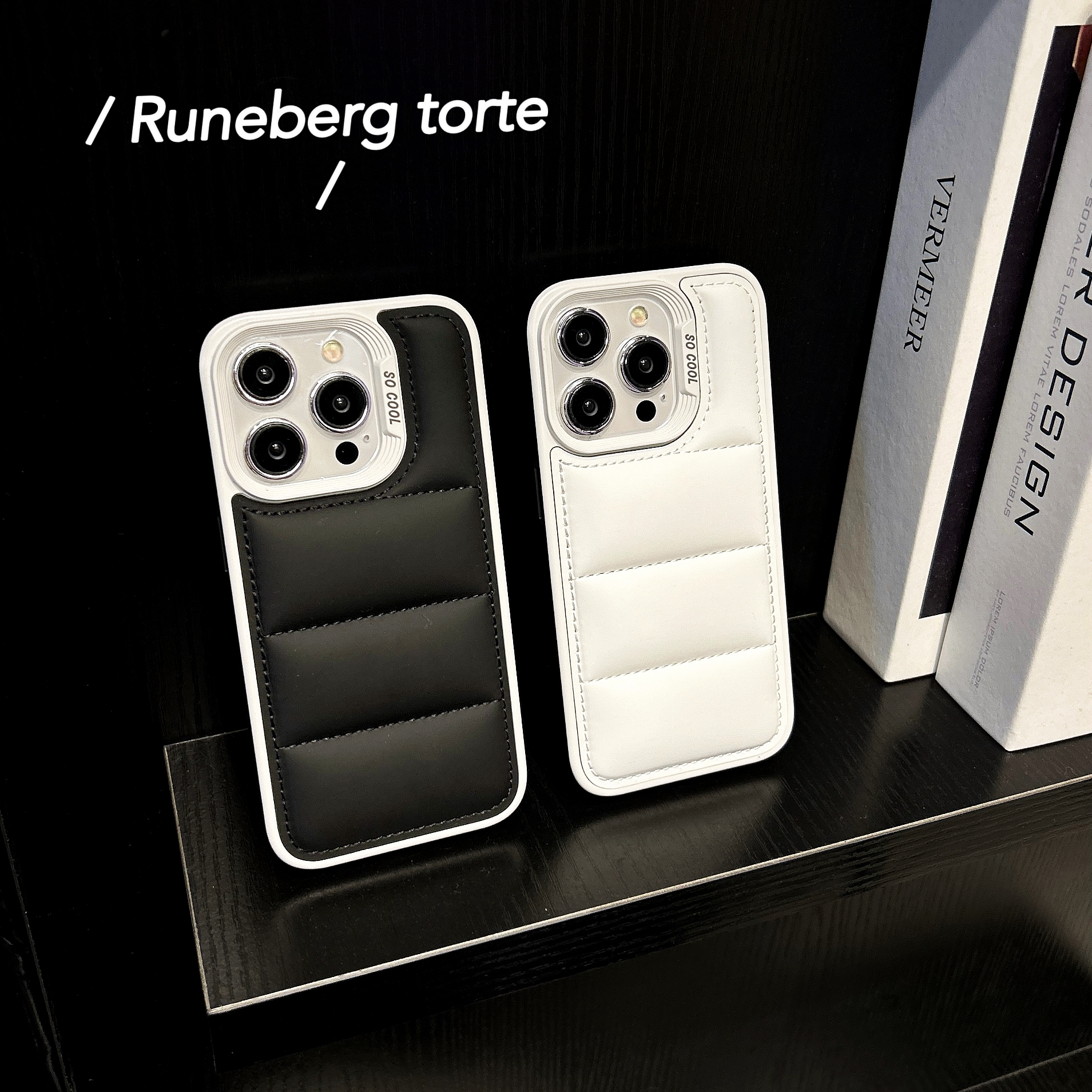 Leather Puffer Phone Case For iPhone Black-ZYR250304