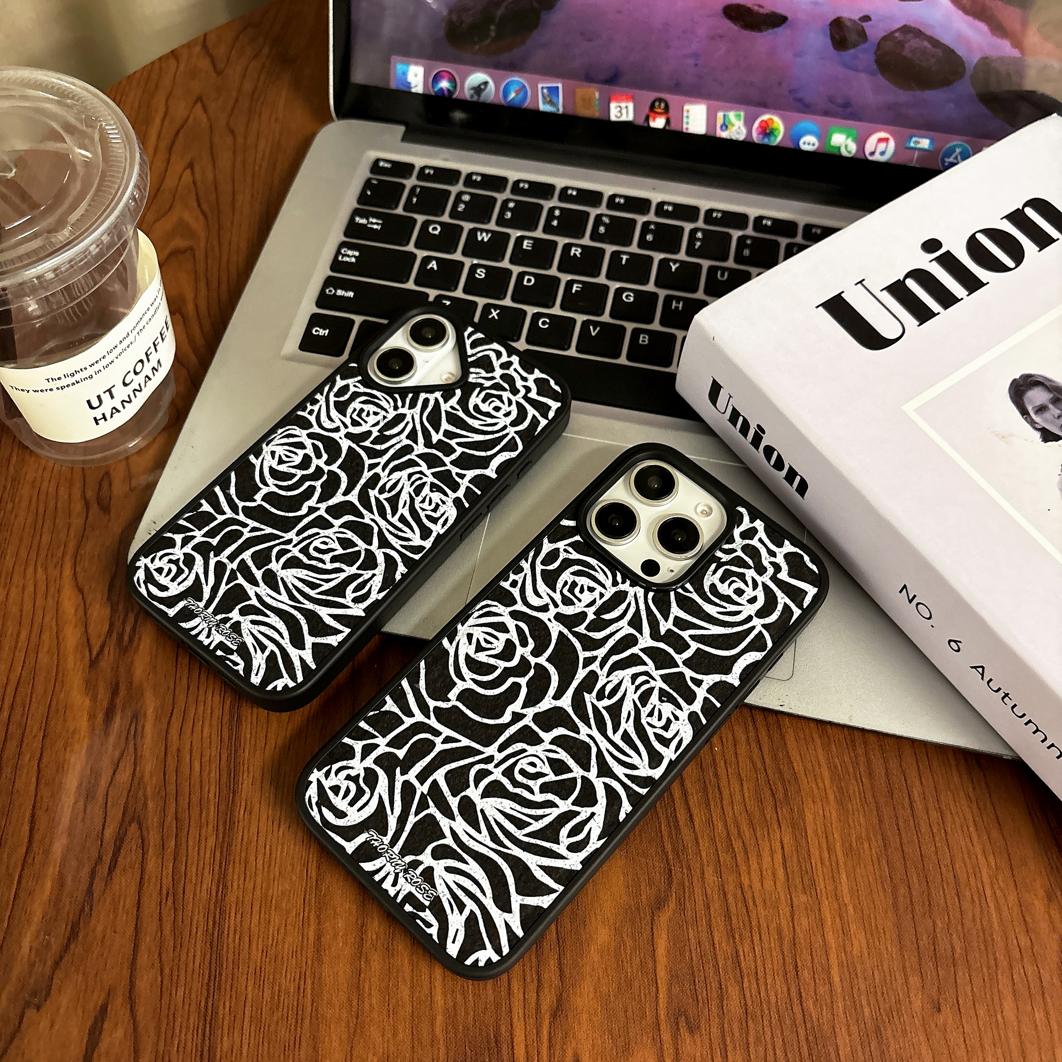 Magnetic Rose Print Phone Case For iPhone Black (Compatible with Magsafe）-MGH241207