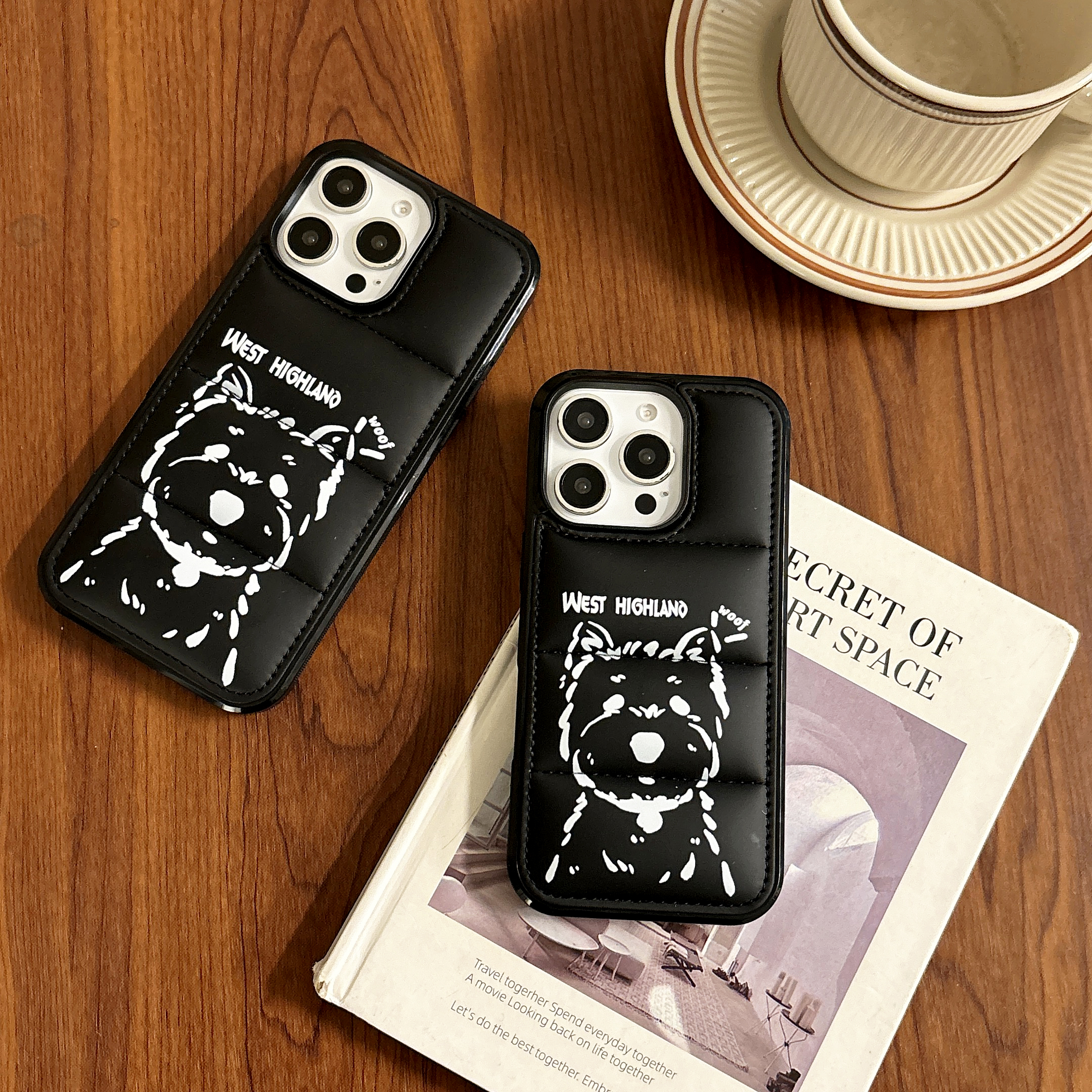 West Highland Terrier Puffer Phone Case For iPhone Black-XGD241705