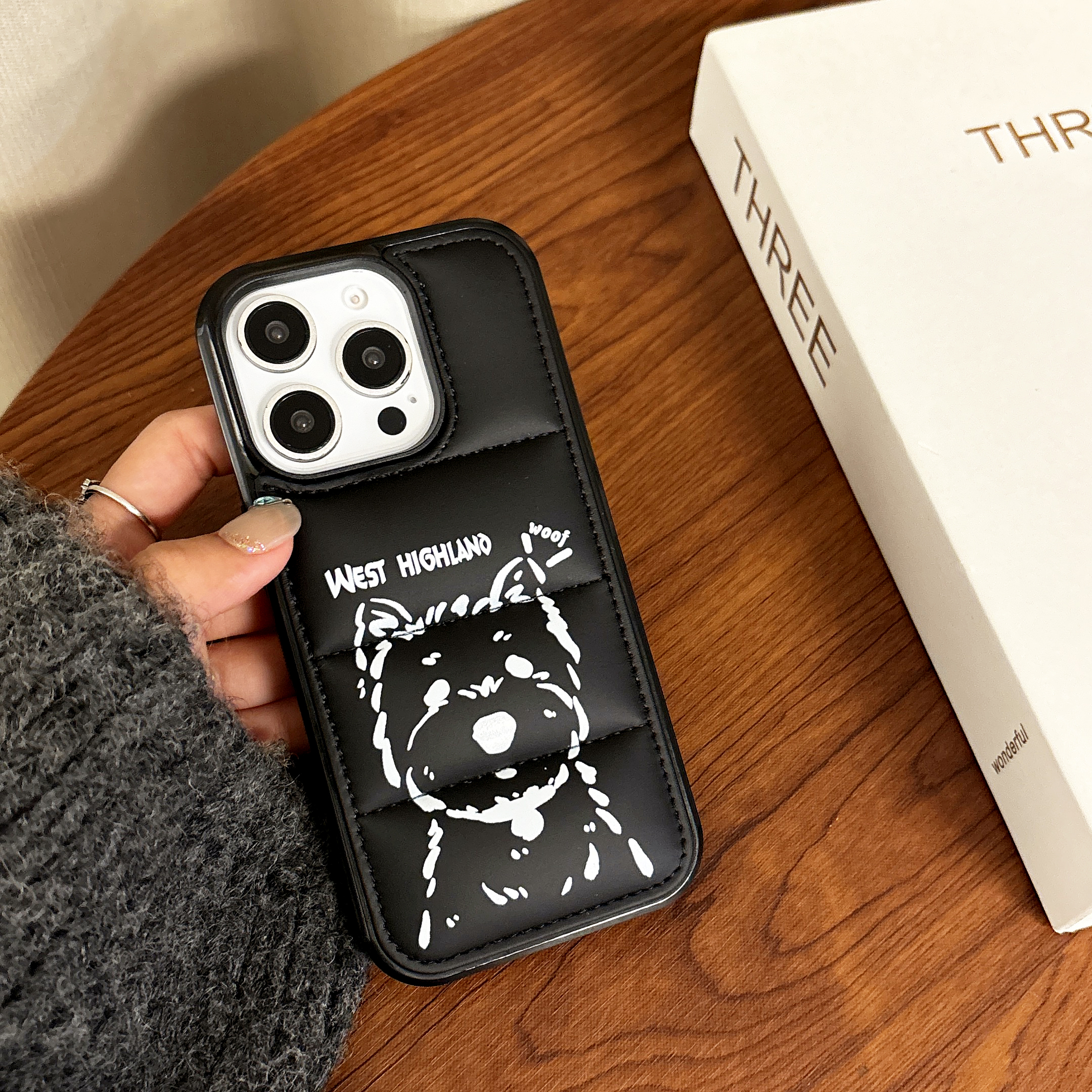 West Highland Terrier Puffer Phone Case For iPhone Black-XGD241705