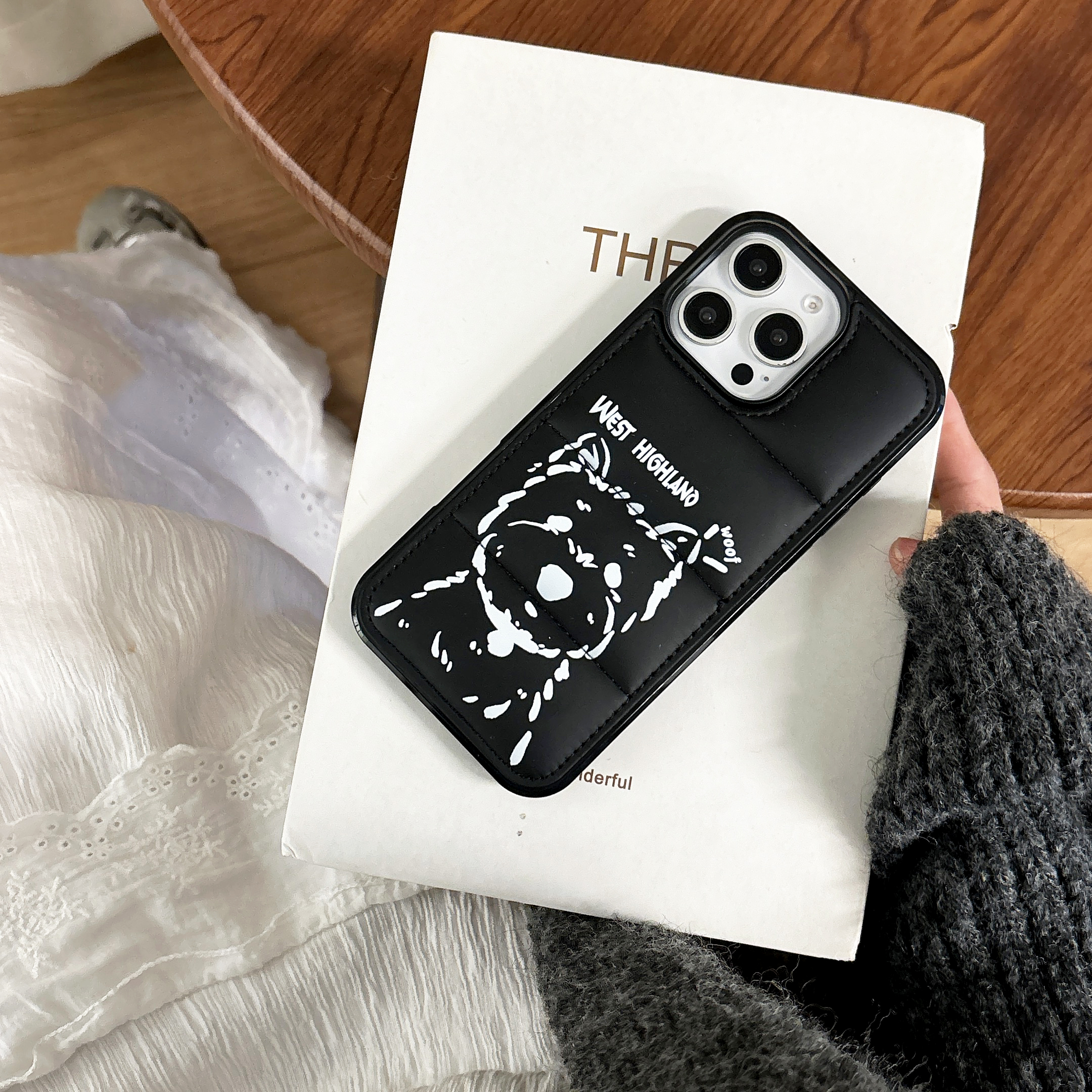 West Highland Terrier Puffer Phone Case For iPhone Black-XGD241705