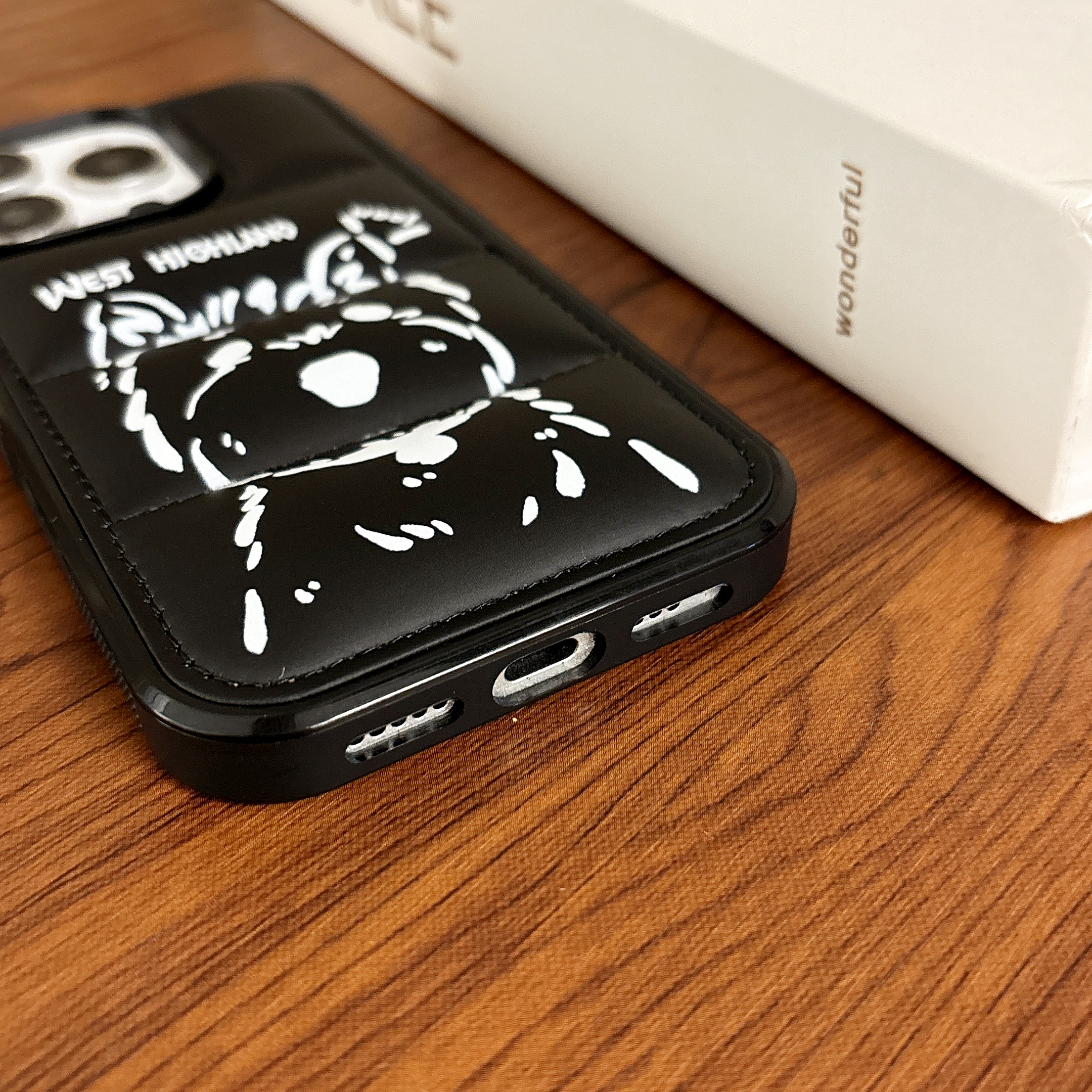 West Highland Terrier Puffer Phone Case For iPhone Black-XGD241705