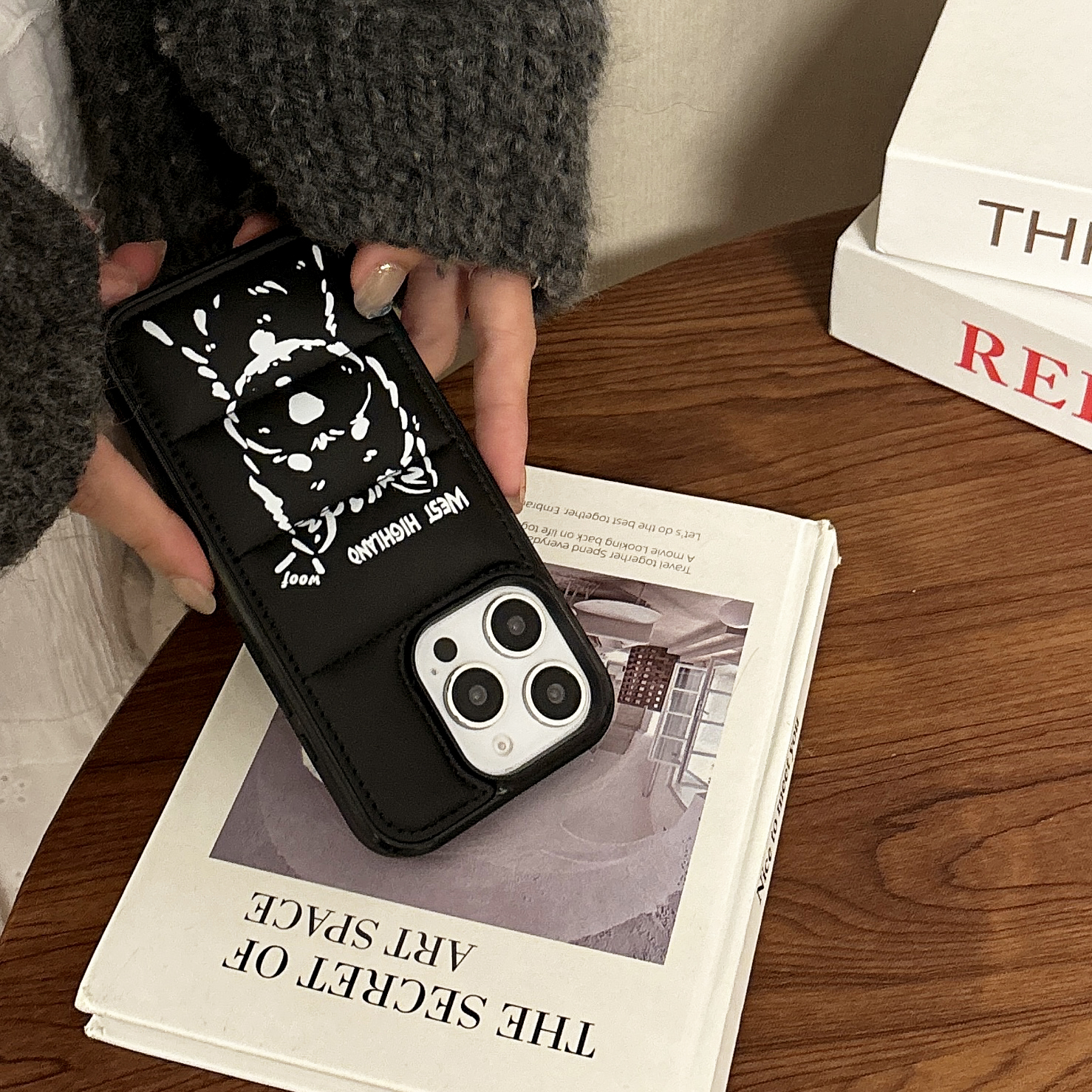 West Highland Terrier Puffer Phone Case For iPhone Black-XGD241705