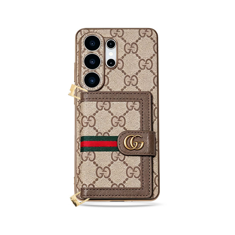 Leather Samsung Monogram Phone Case With Card Holder And Strap-DJB2509015