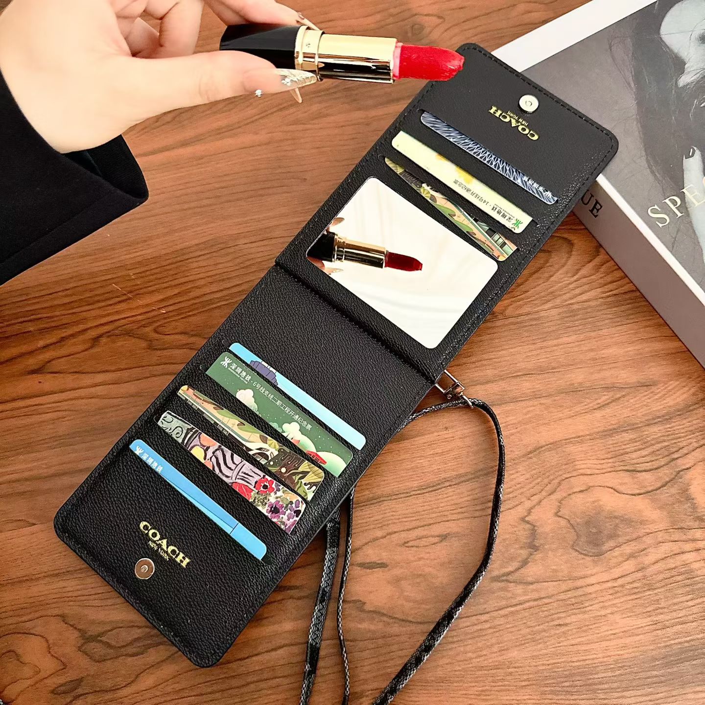 Elegant Leather CH iPhone Case With Wallet And Crossbody Strap For iPhone 17 Series-GECH203
