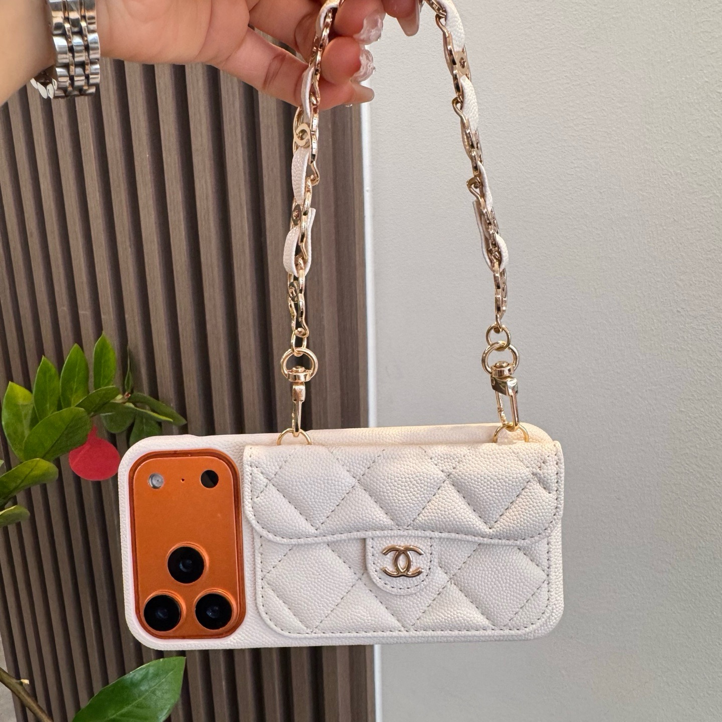 Luxury Leather CC iPhone Case  With Wallet And Crossbody Strap-GECC188