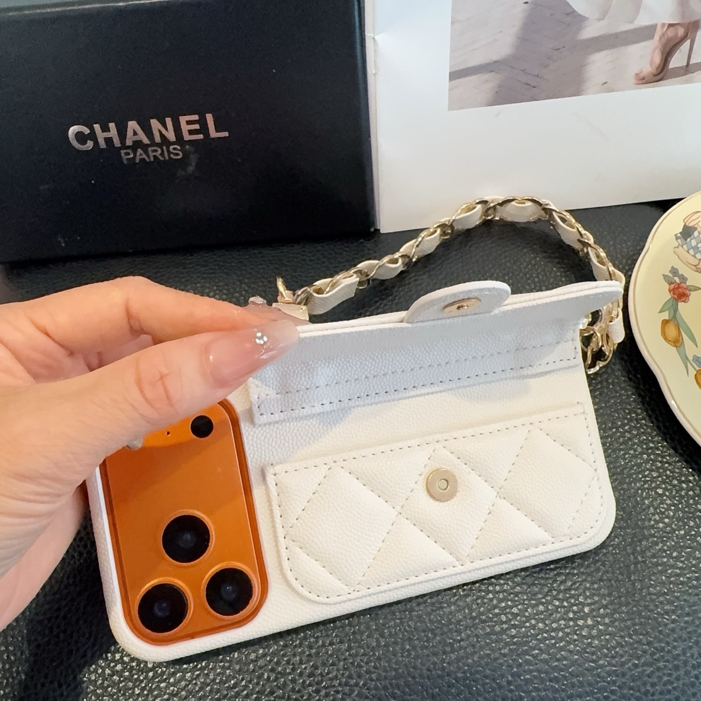 Luxury Leather CC iPhone Case  With Wallet And Crossbody Strap-GECC188