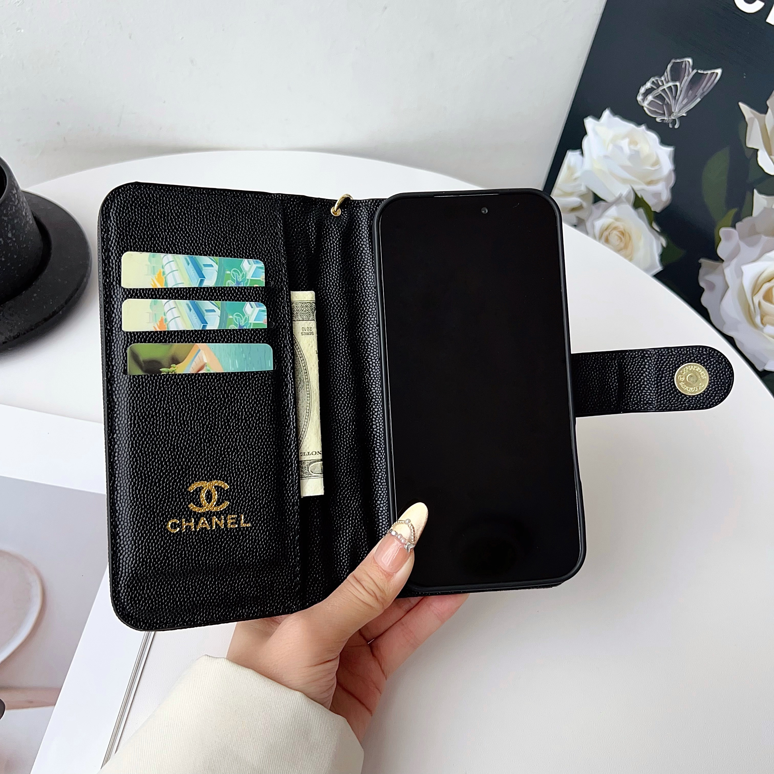 Premium Leather CC iPhone Case With Flip Wallet  -GECC190