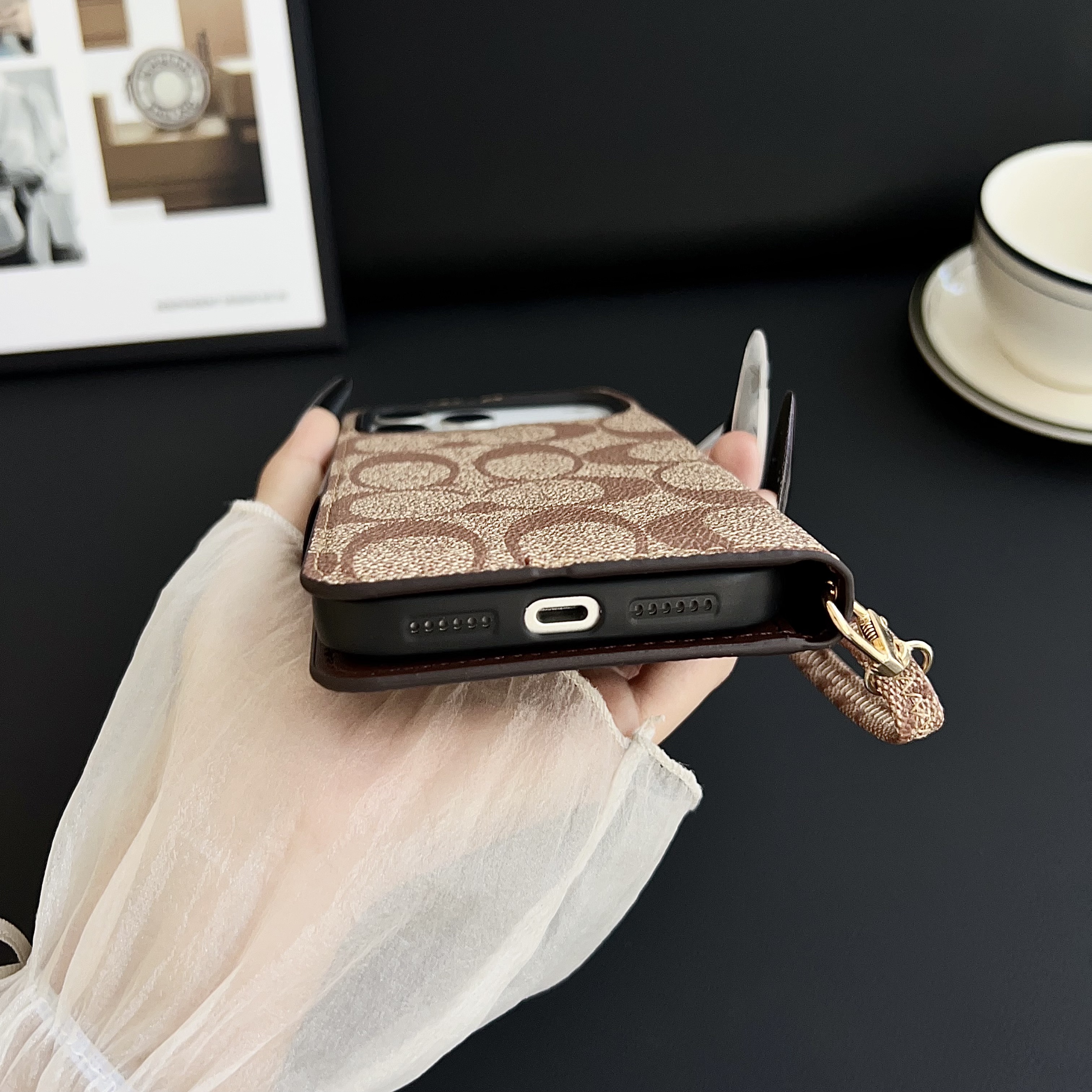 Luxury Leather CH iPhone Case With Flip Wallet -GECH198