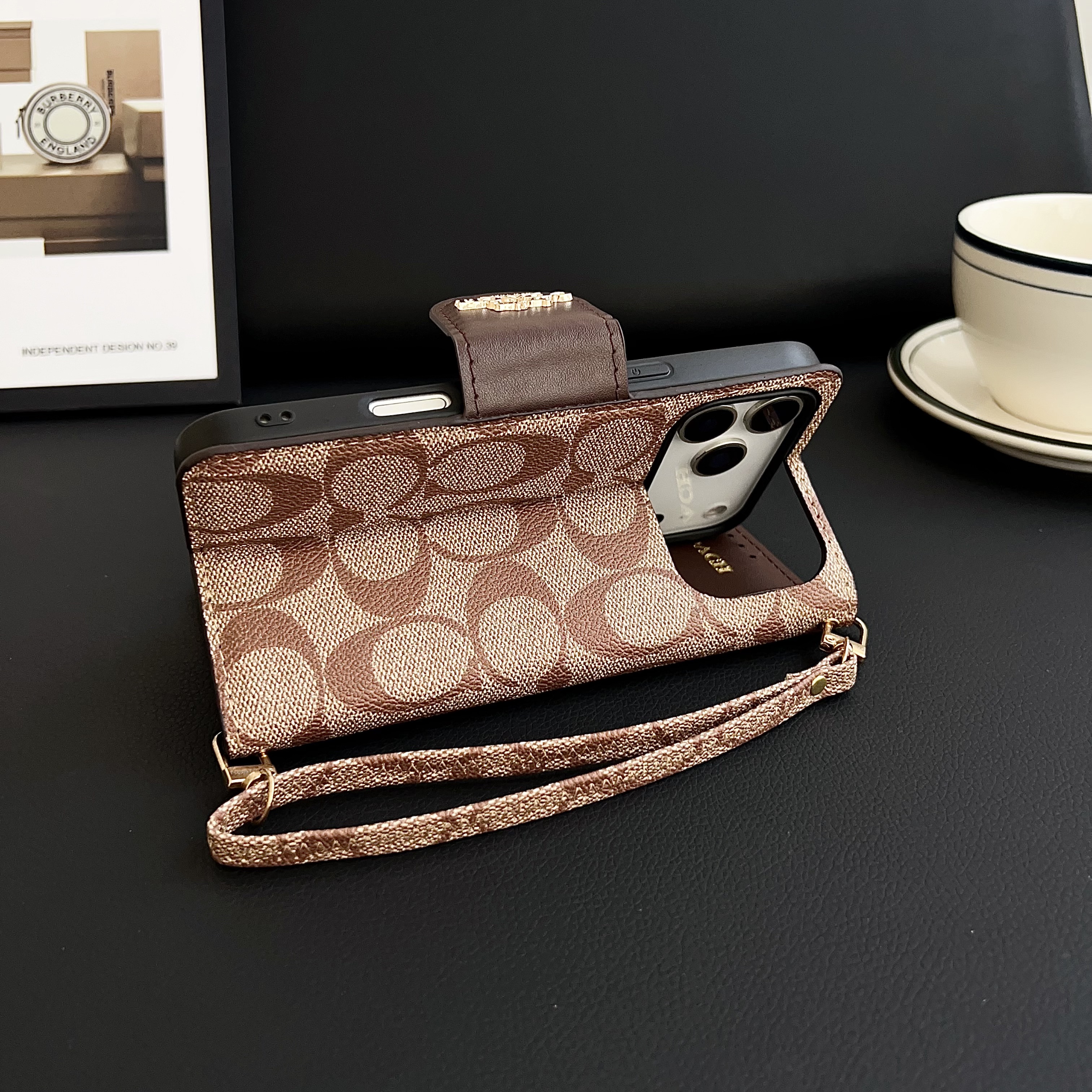 Luxury Leather CH iPhone Case With Flip Wallet -GECH198