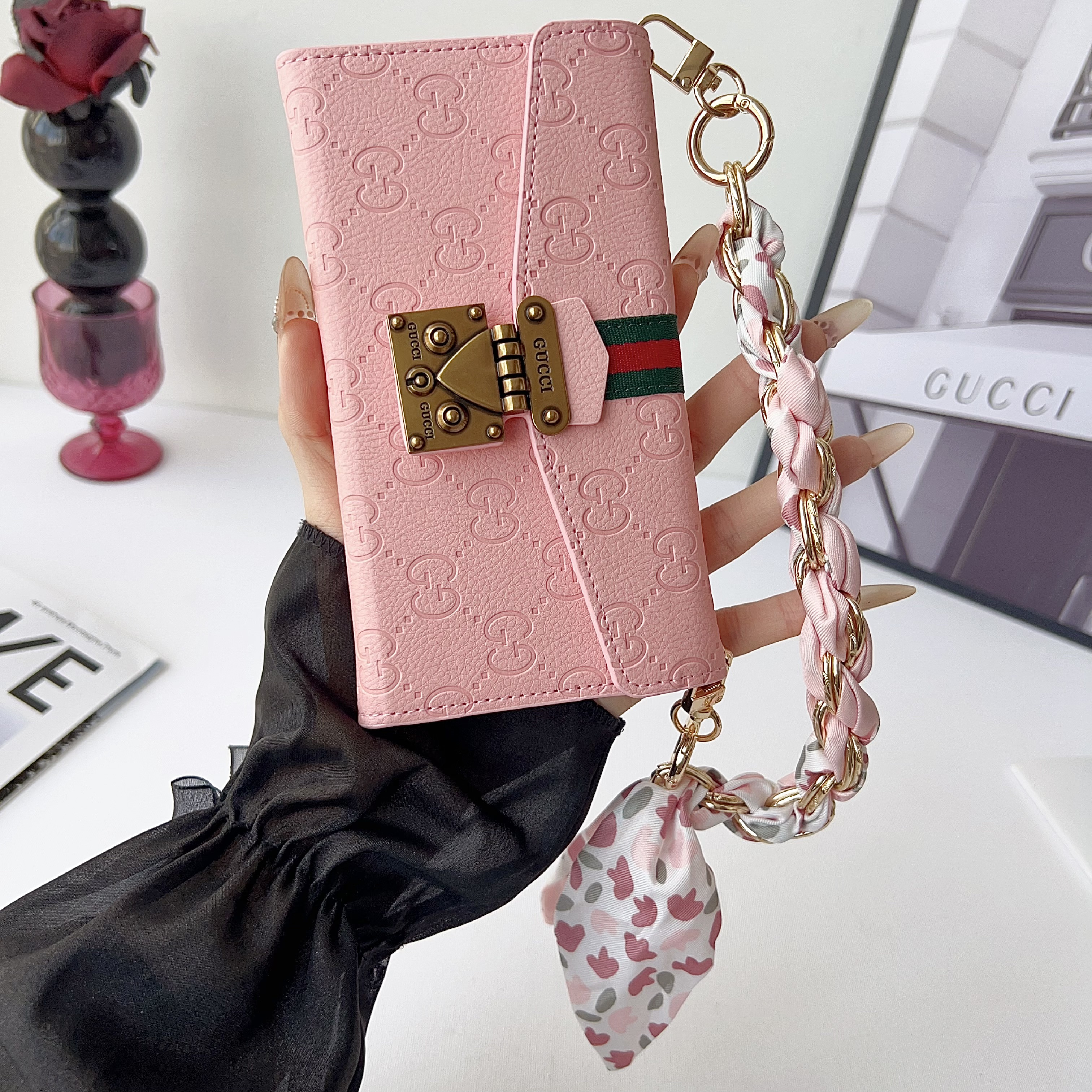 Classic Leather GG iPhone Case With Flip Wallet-GEGG205