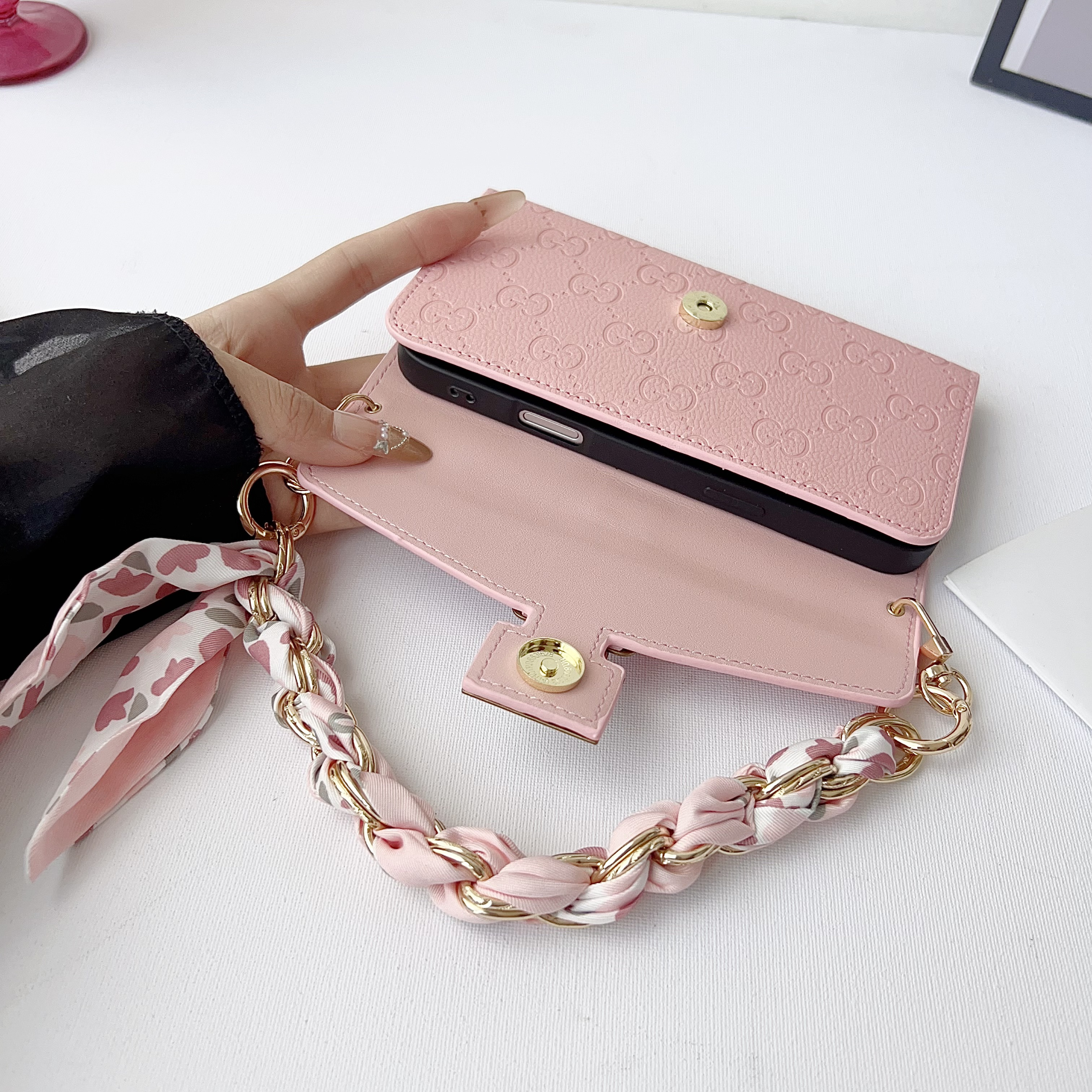 Classic Leather GG iPhone Case With Flip Wallet-GEGG205