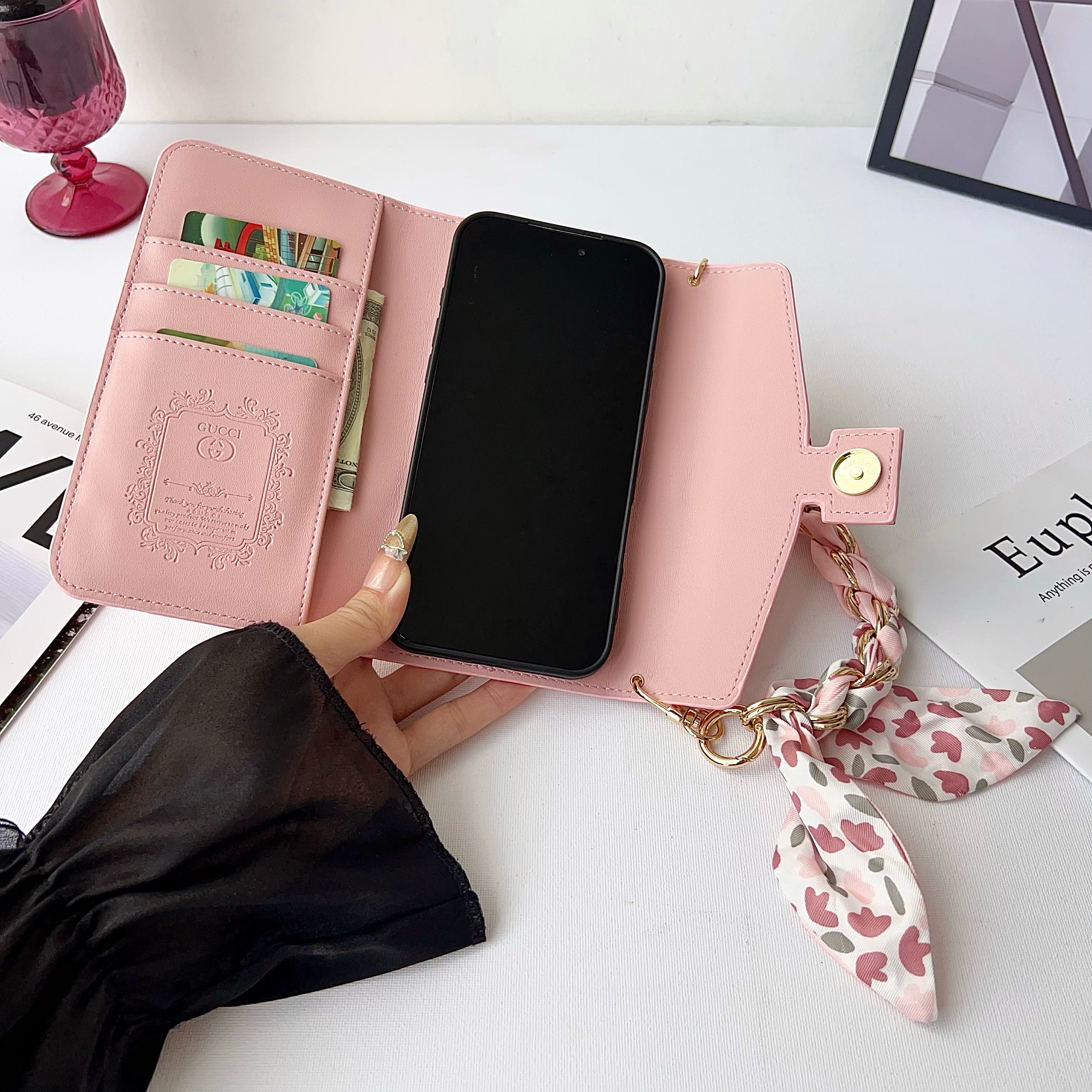 Classic Leather GG iPhone Case With Flip Wallet-GEGG205