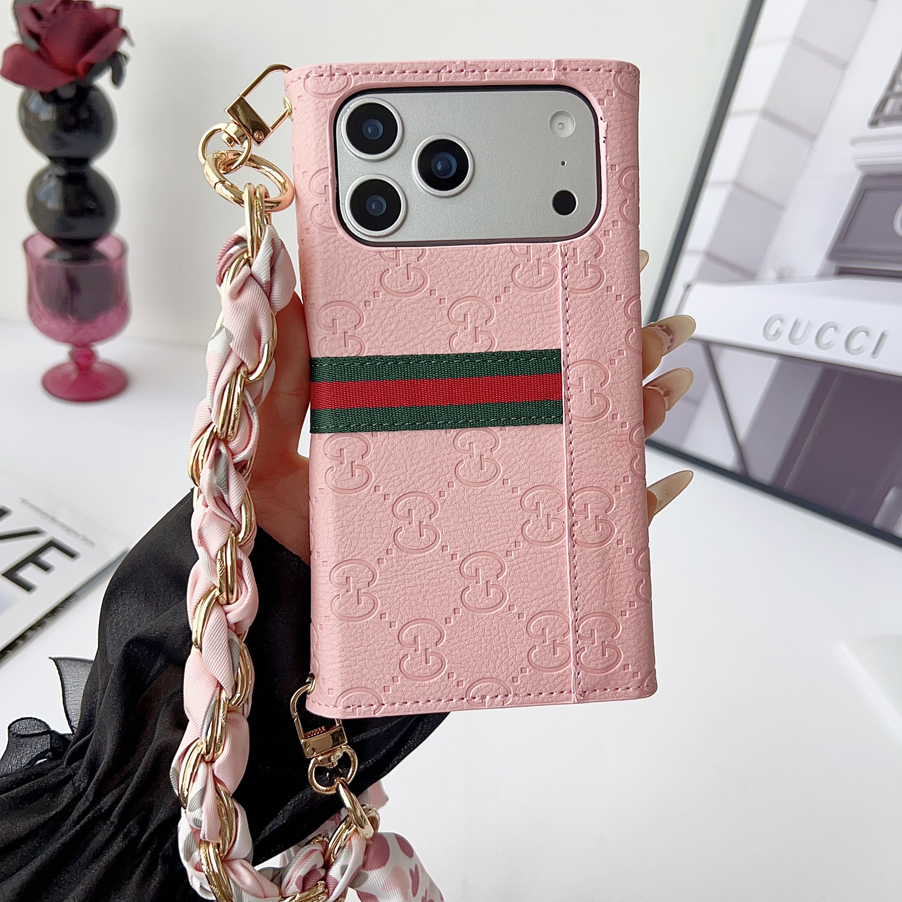 Classic Leather GG iPhone Case With Flip Wallet-GEGG205