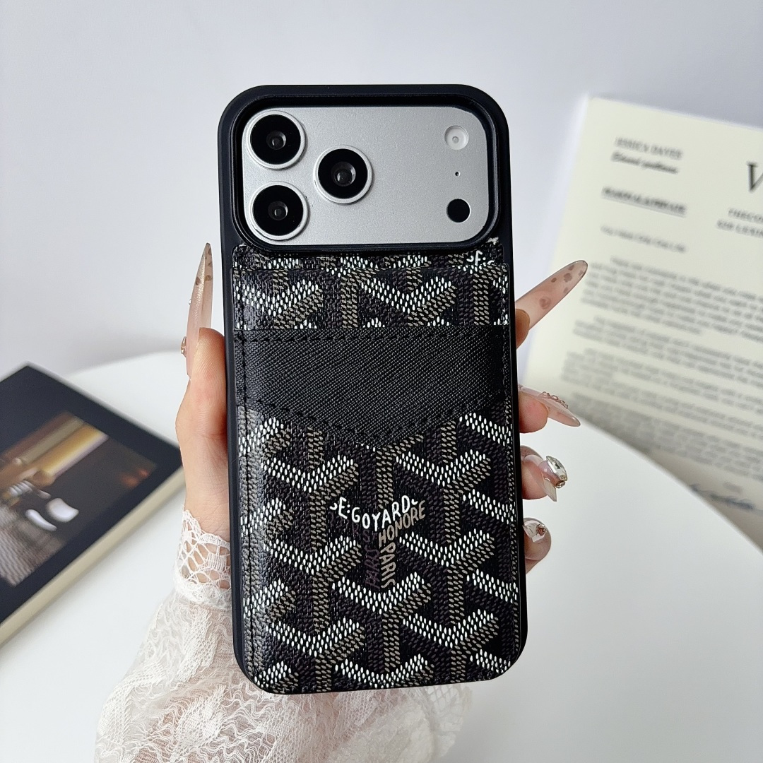High-quality Leather GD iPhone Case With Card Holder For iPhone 17 Series-GEGD244
