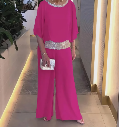 Last Day 50% OFF🔥Sequined Colorblock Elegant Two-piece Set