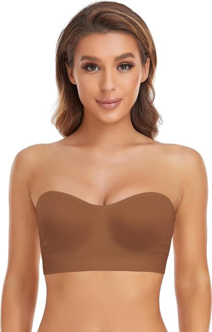 Non-Slip Silicone Padded Bea Wireless Tube Top Bra