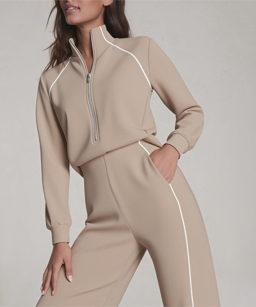 AirEssentials Pique Half Zip Jumpsuit (Buy 2 Free Shipping)