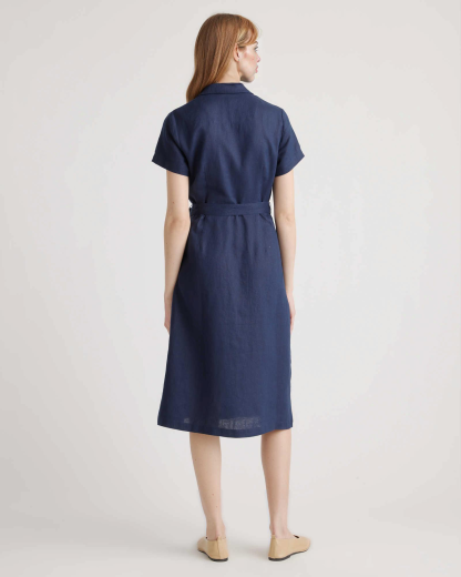 Linen Button Front Dress (Buy 2 Free Shipping)
