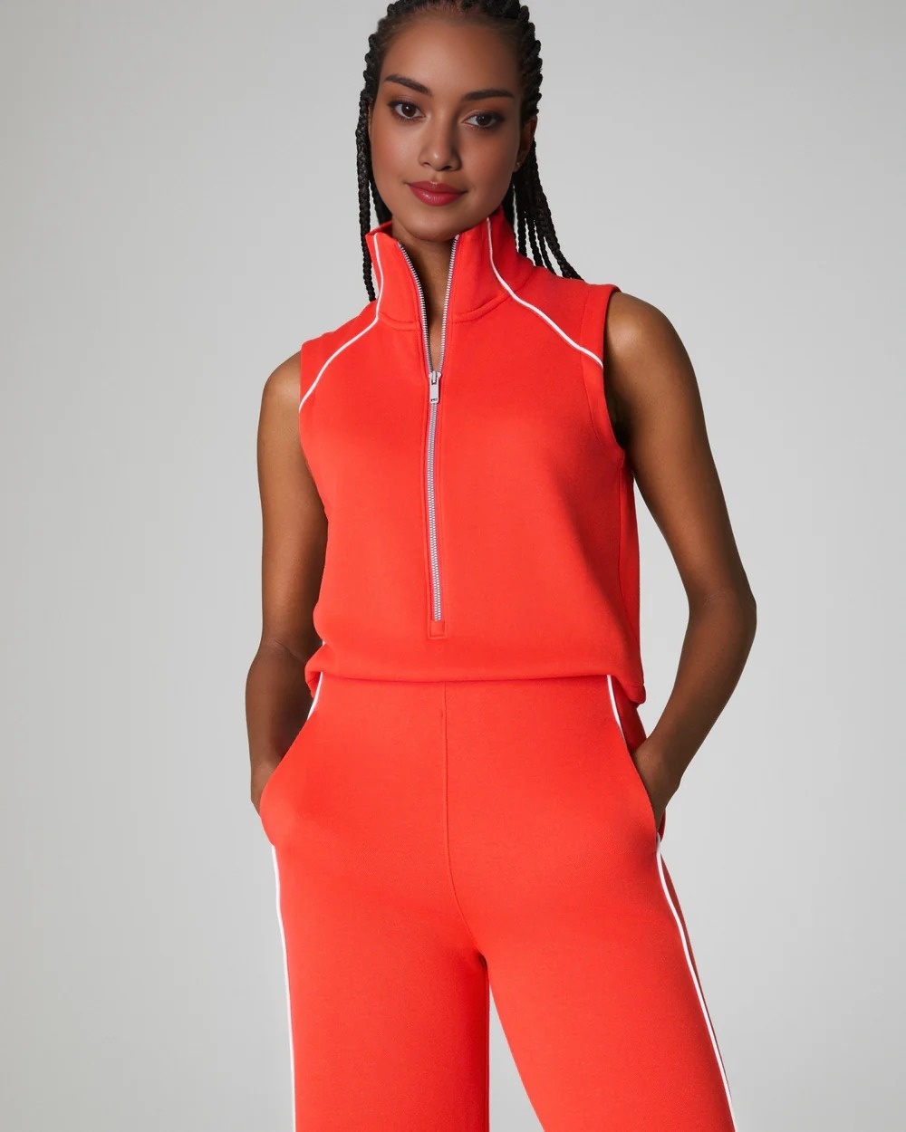 AirEssentials Pique Sleeveless Mockneck Jumpsuit (Buy 2 Free Shipping)